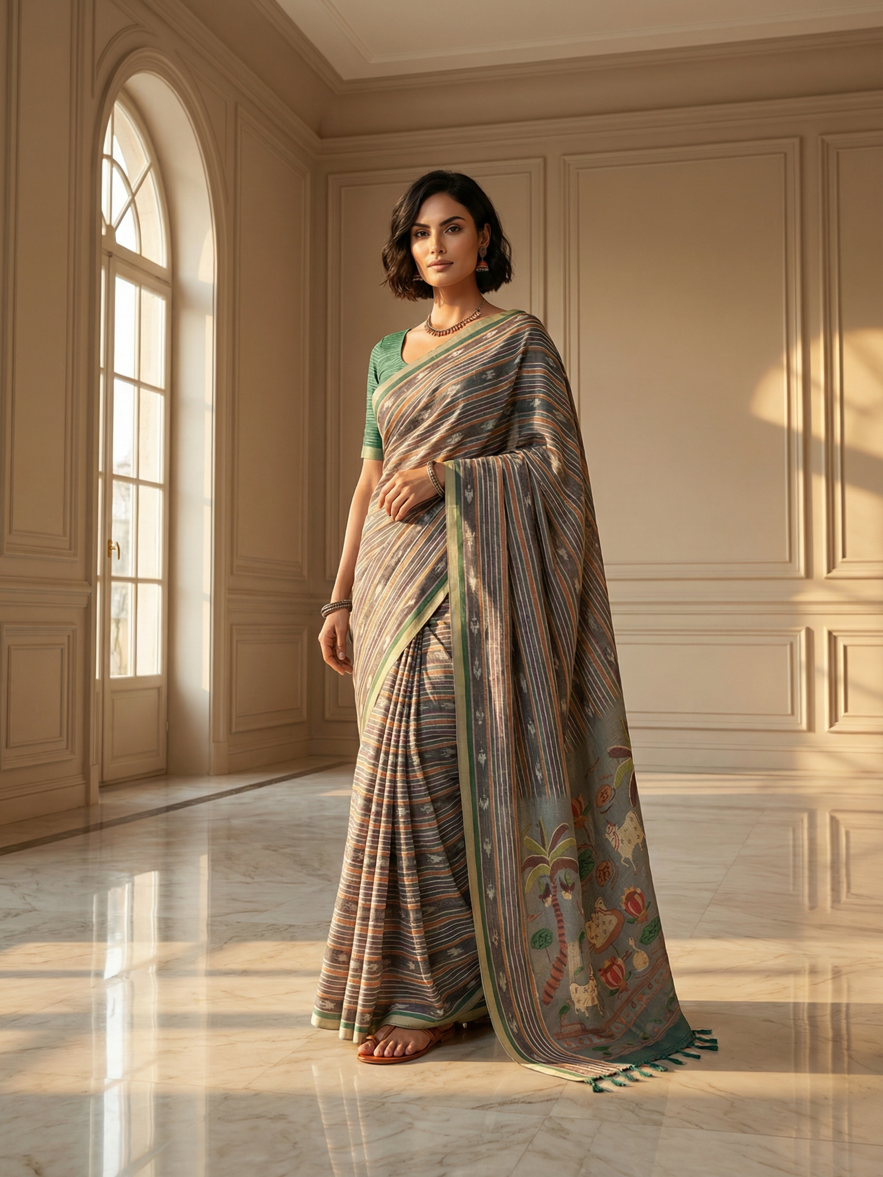 Ikkat Story Saree