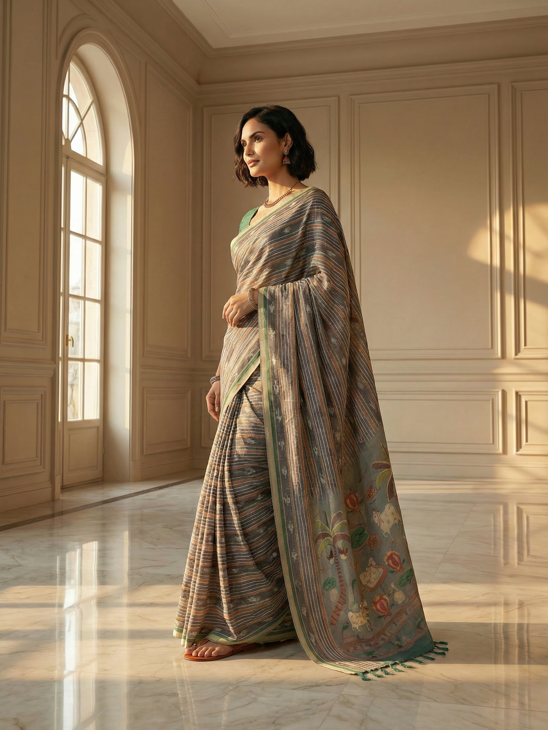 Ikkat Story Saree
