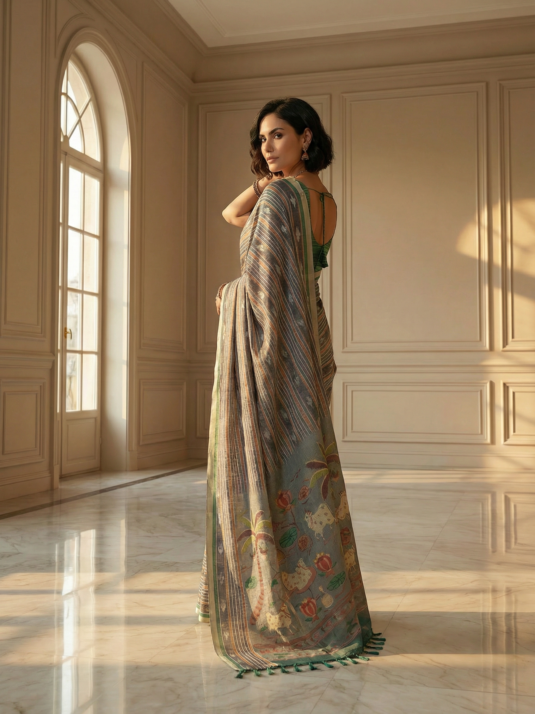 Ikkat Story Saree
