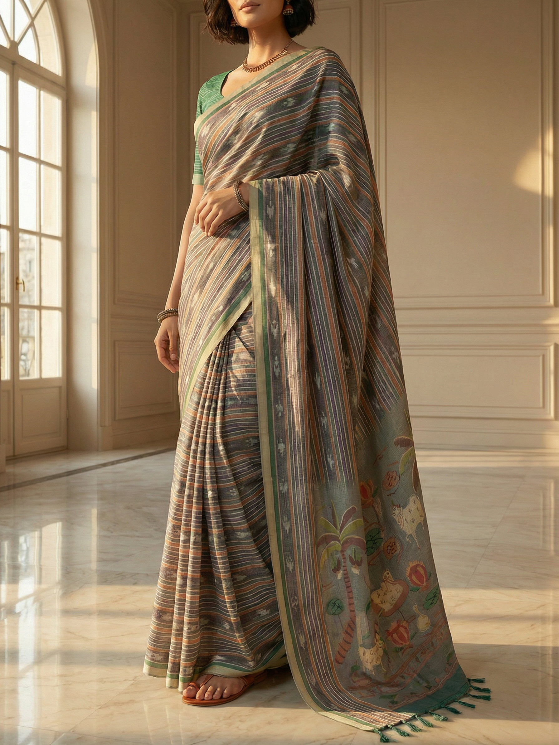 Ikkat Story Saree