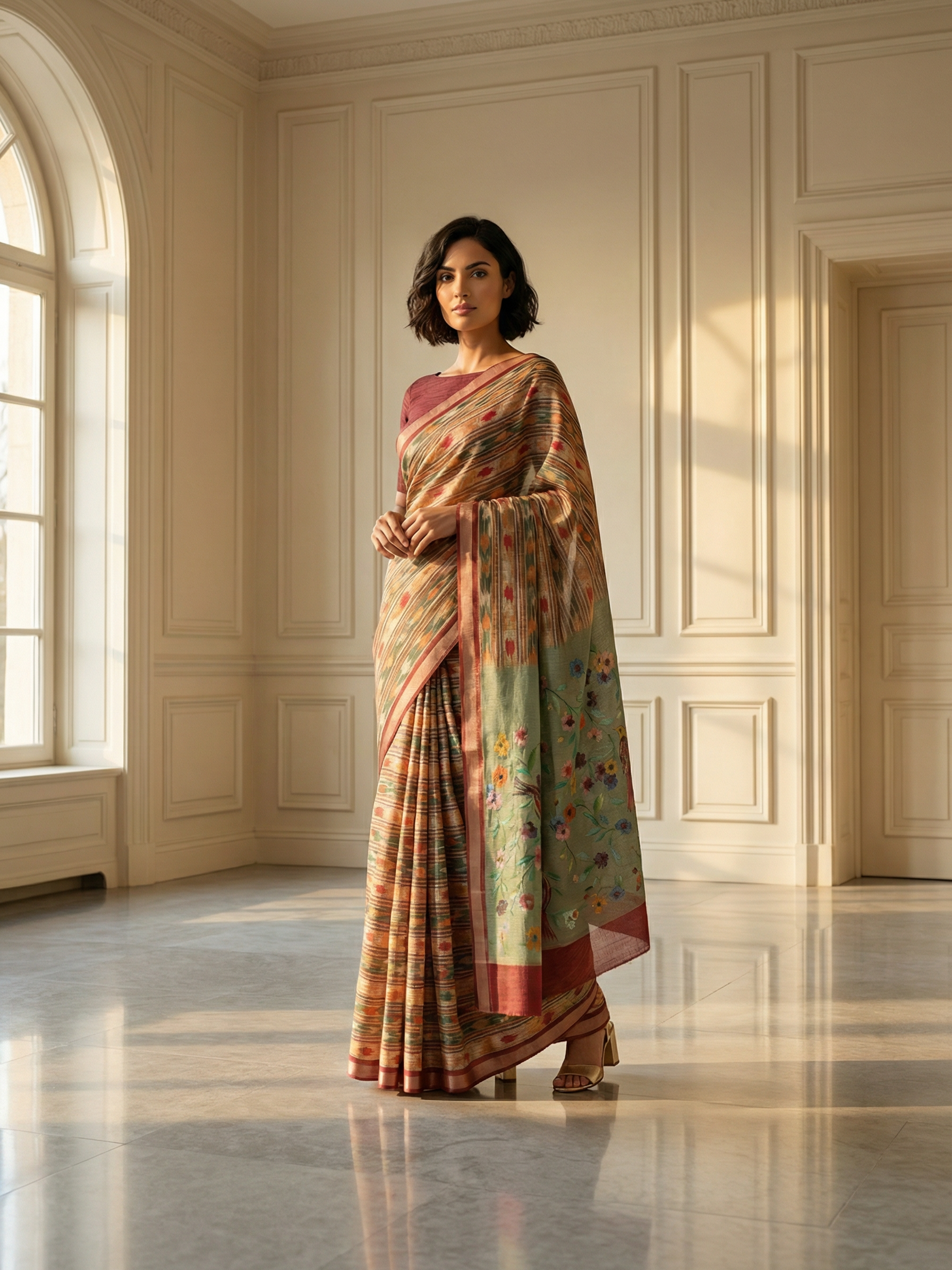 Green Ikkat Saree