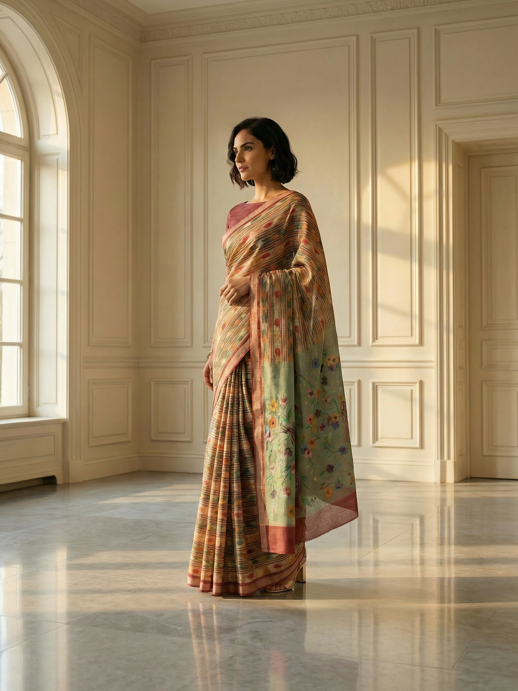 Green Ikkat Saree