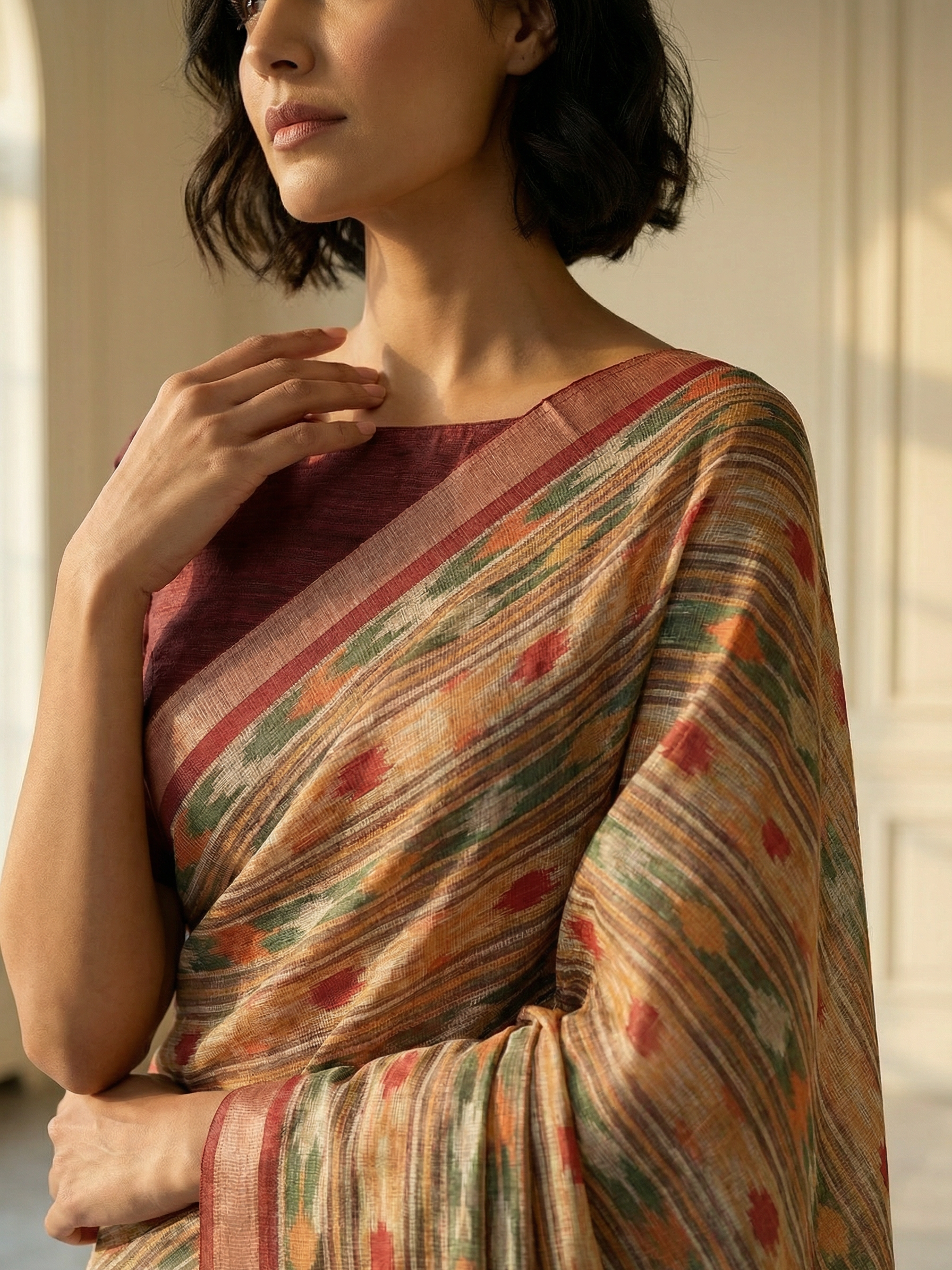 Green Ikkat Saree
