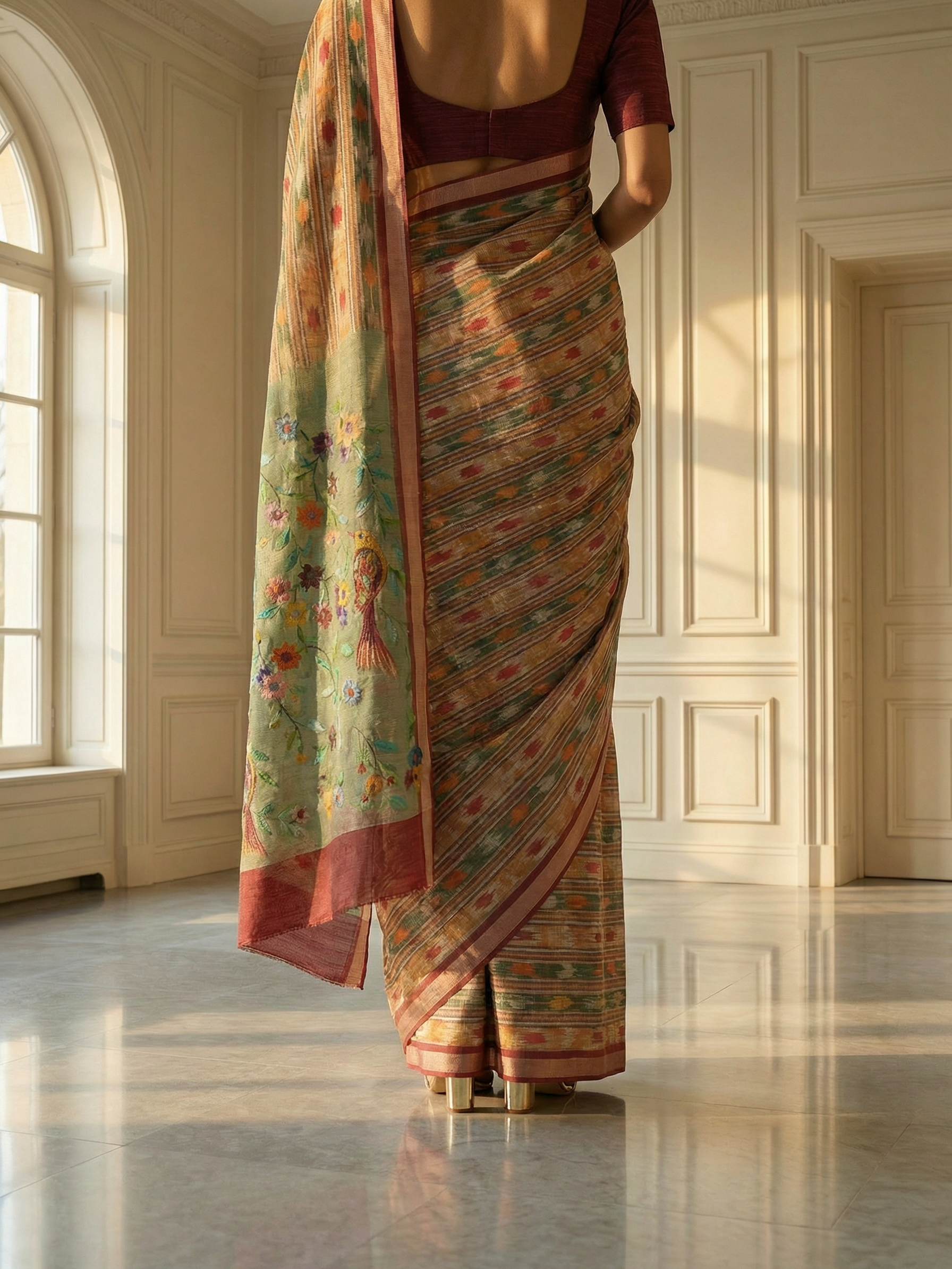 Green Ikkat Saree