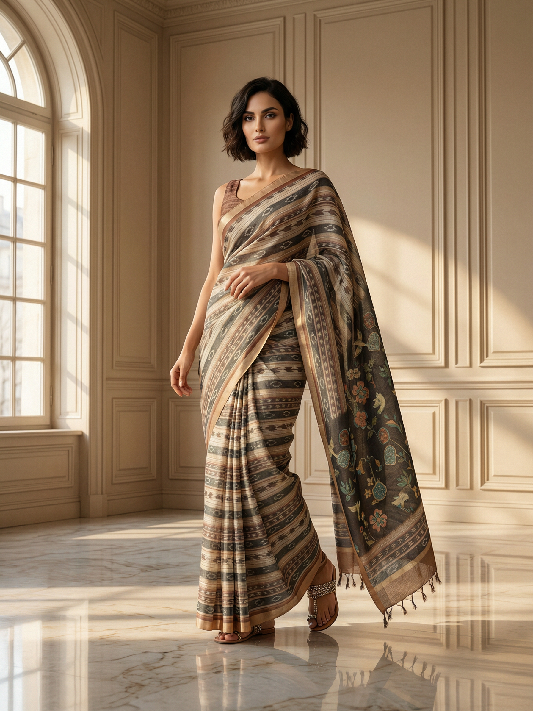 Black Ikkat Saree