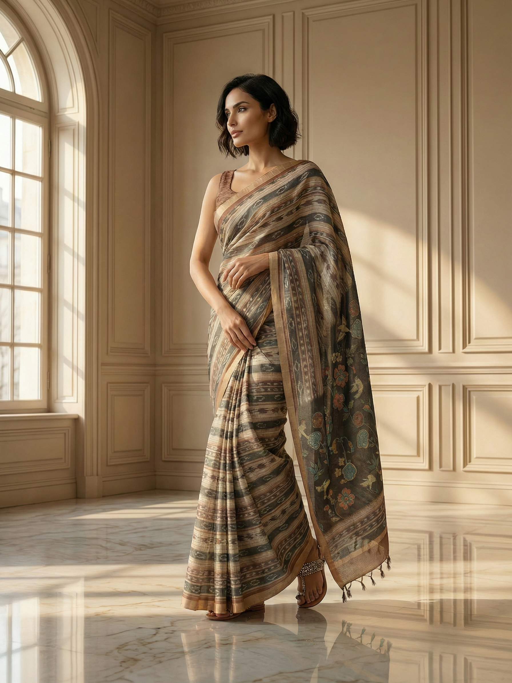 Black Ikkat Saree