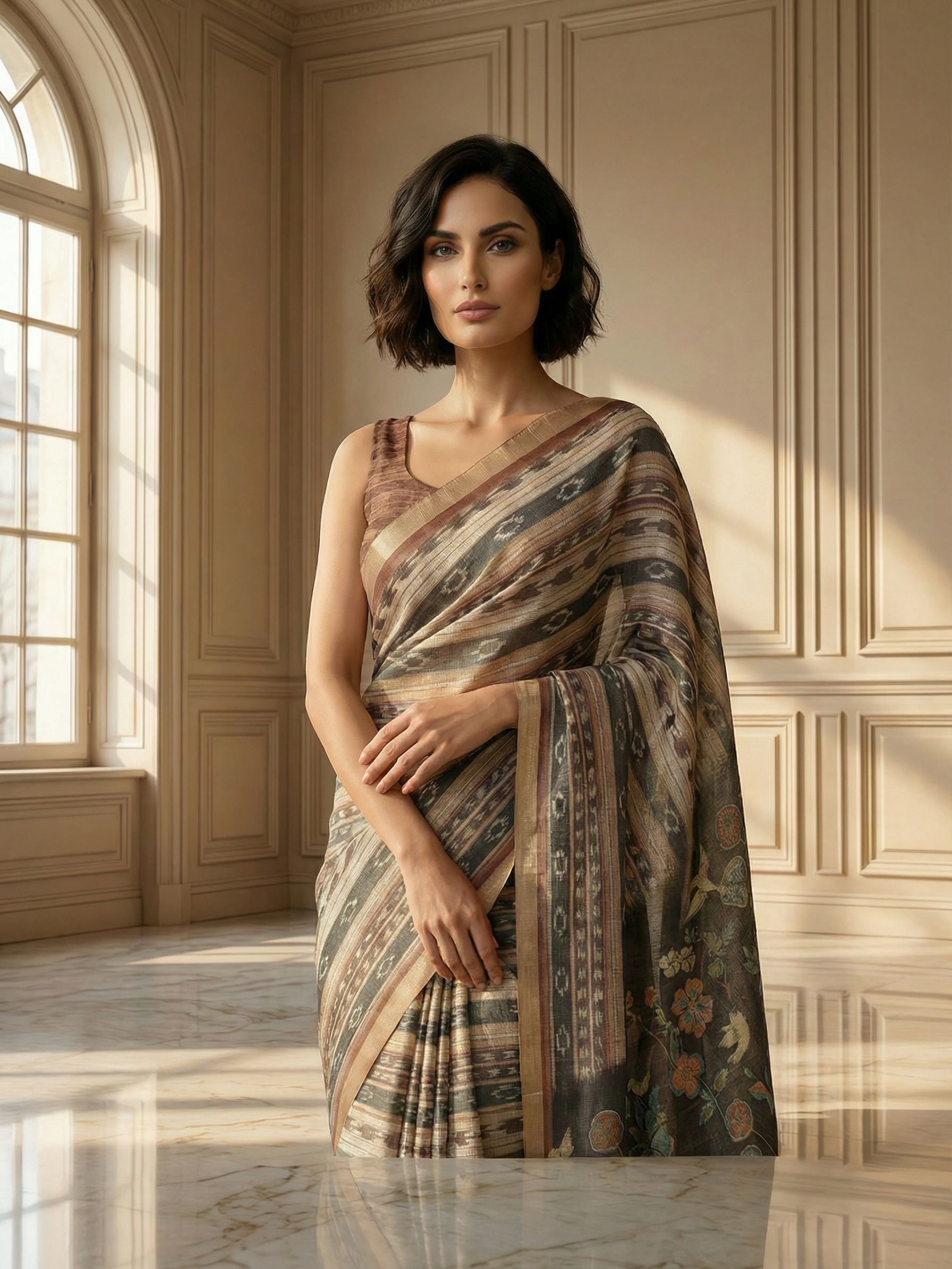 Black Ikkat Saree