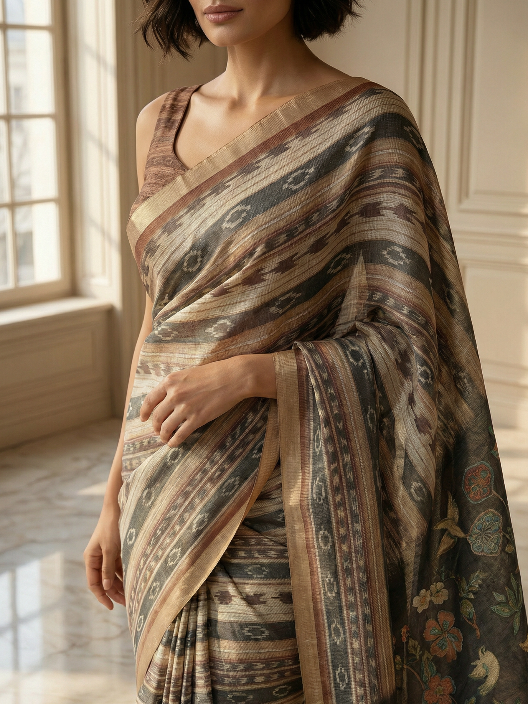 Black Ikkat Saree