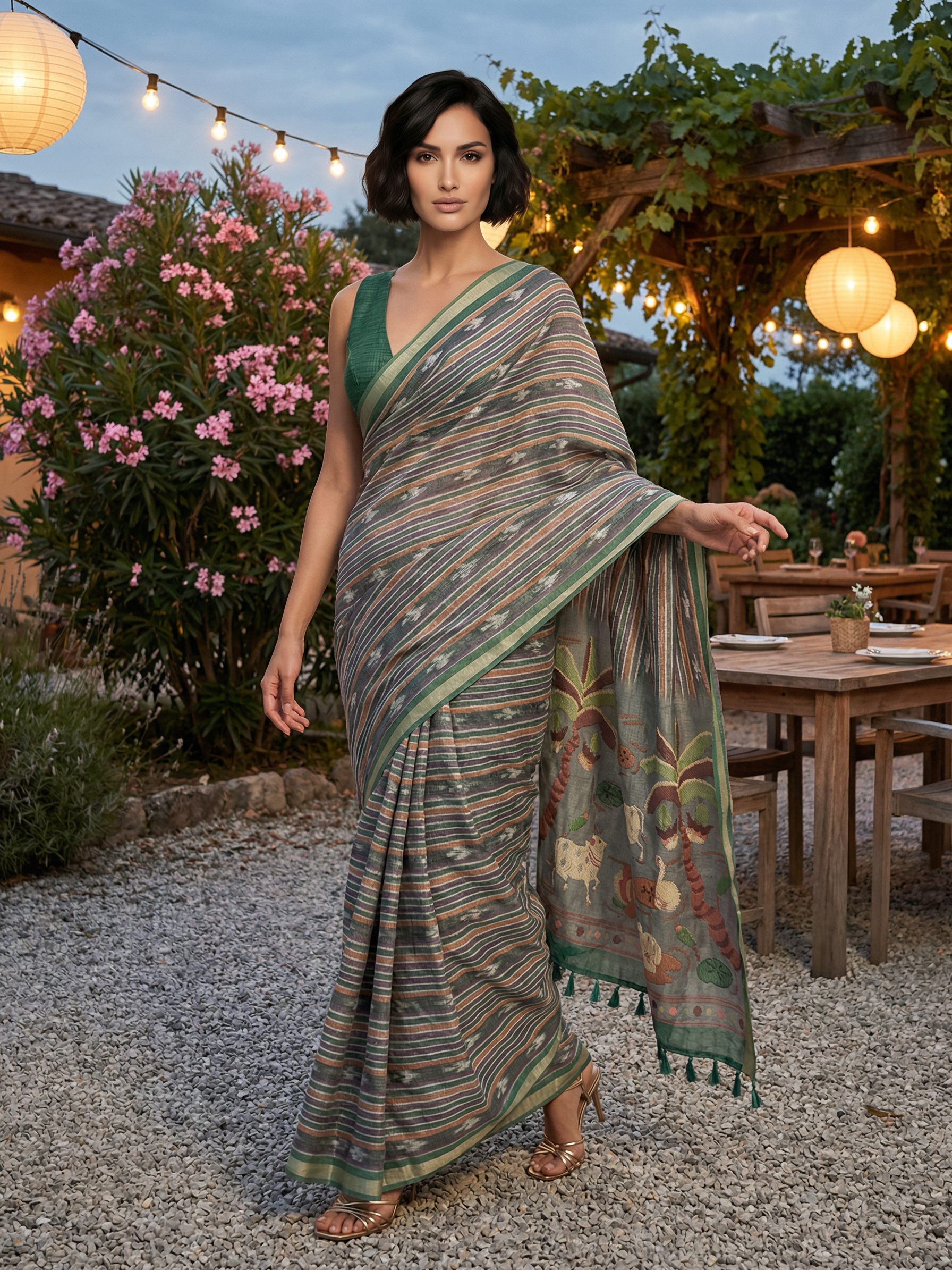 Ikkat Story Saree