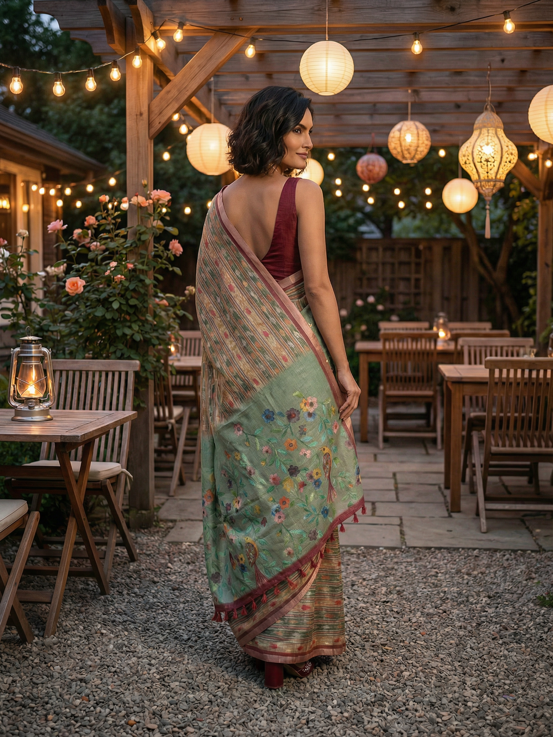 Green Ikkat Saree