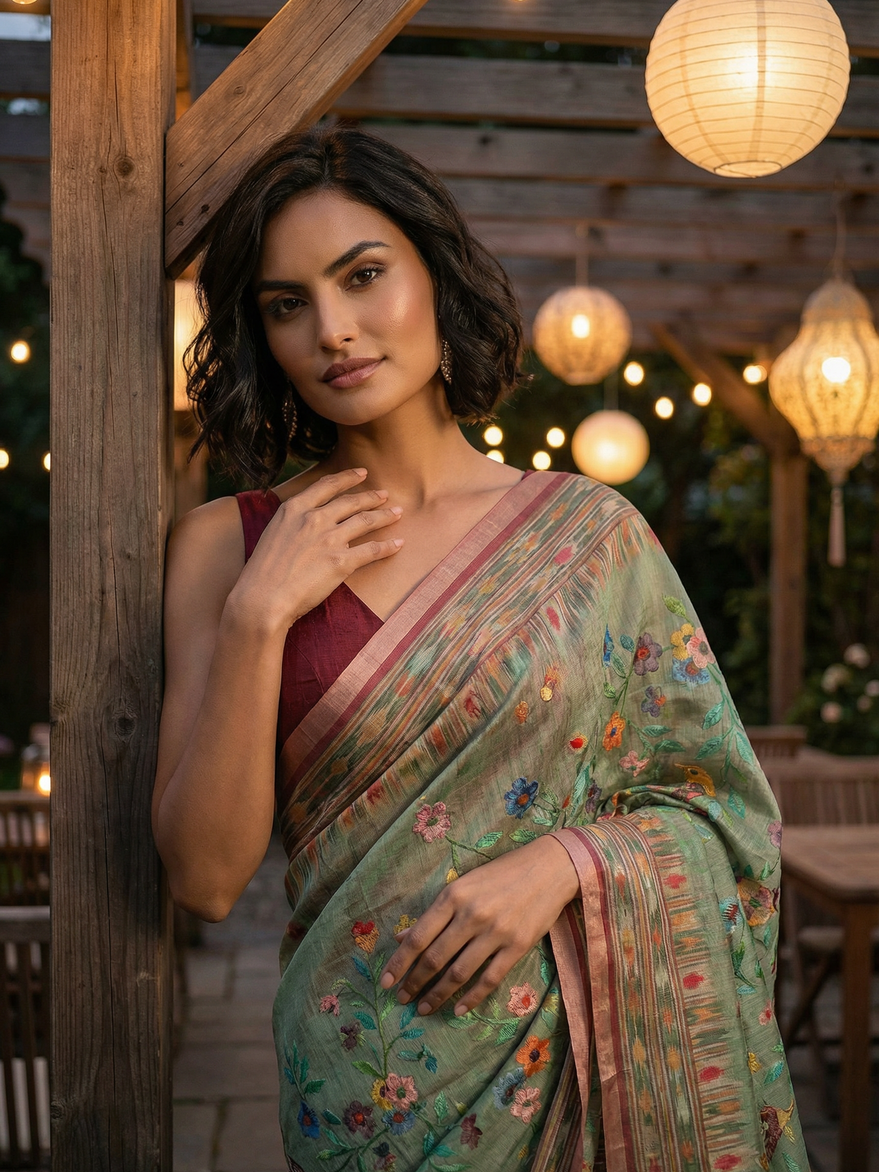 Green Ikkat Saree