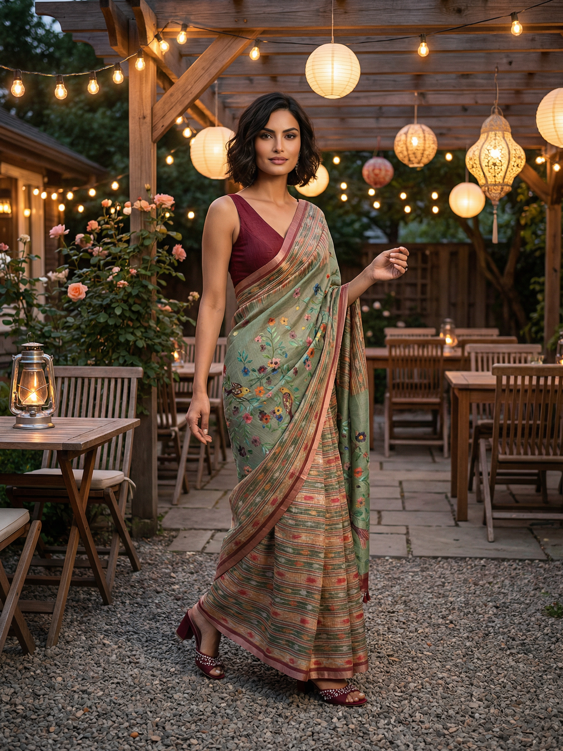 Green Ikkat Saree
