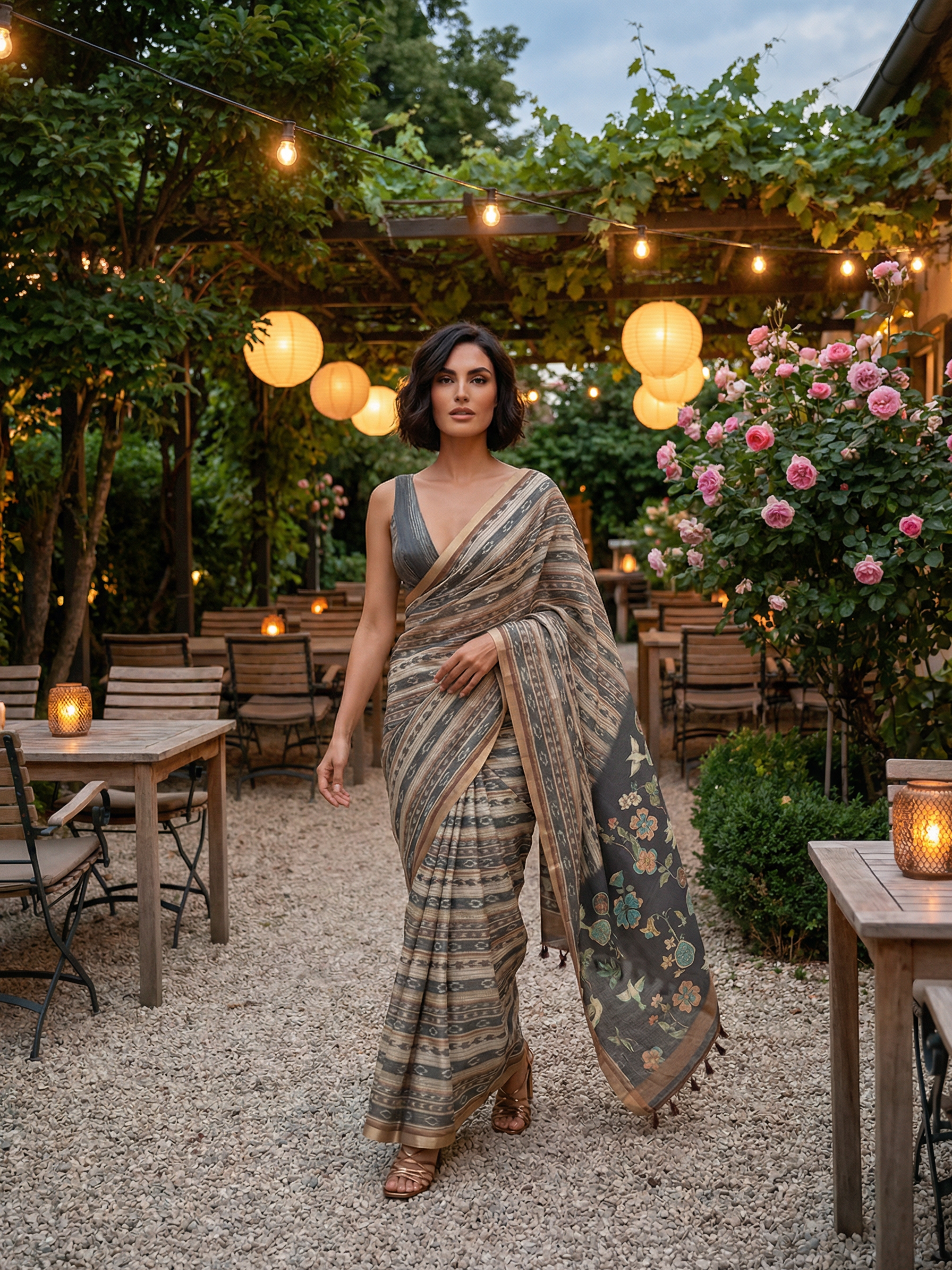 Black Ikkat Saree