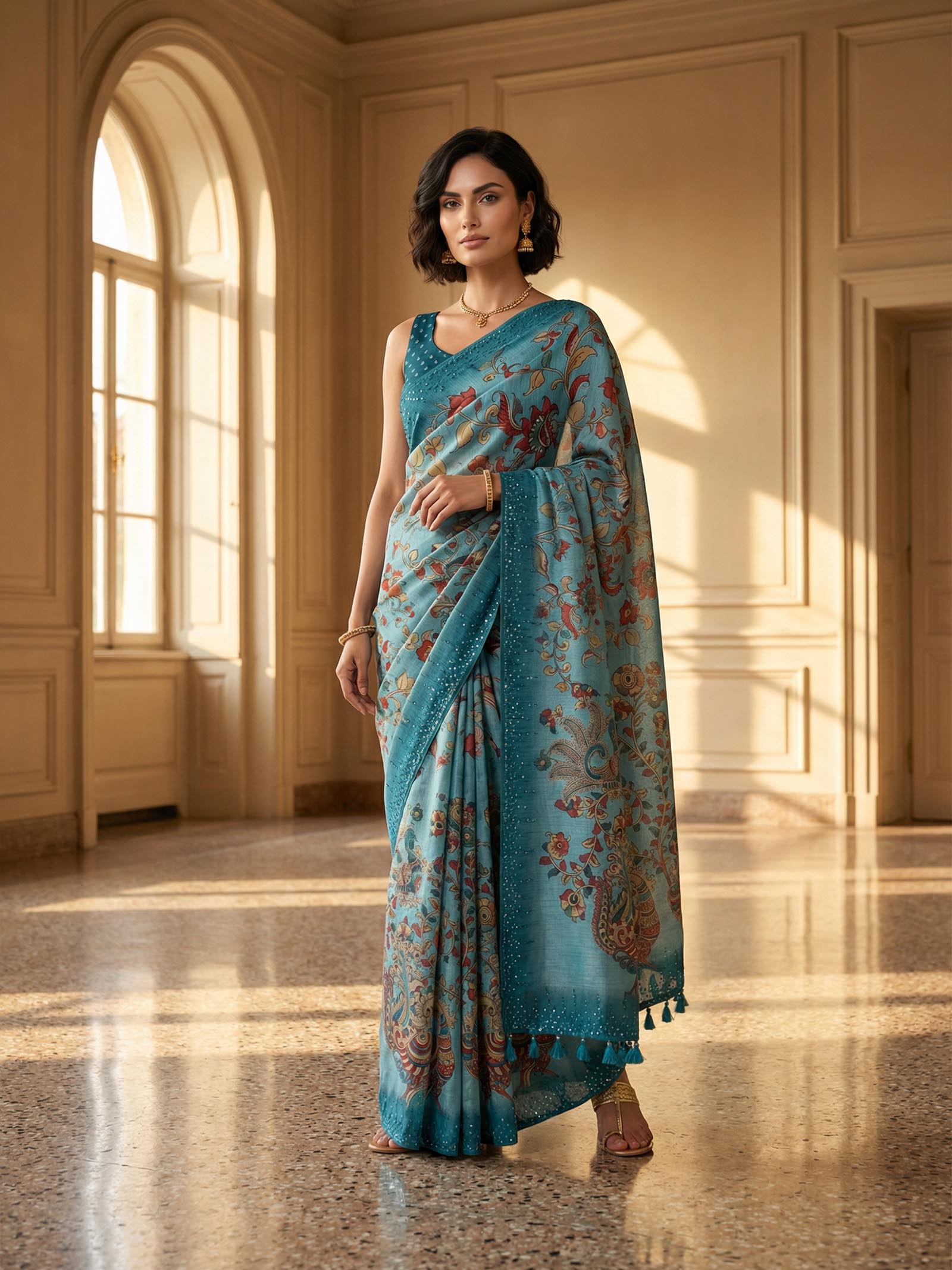 Blue Peacock Saree
