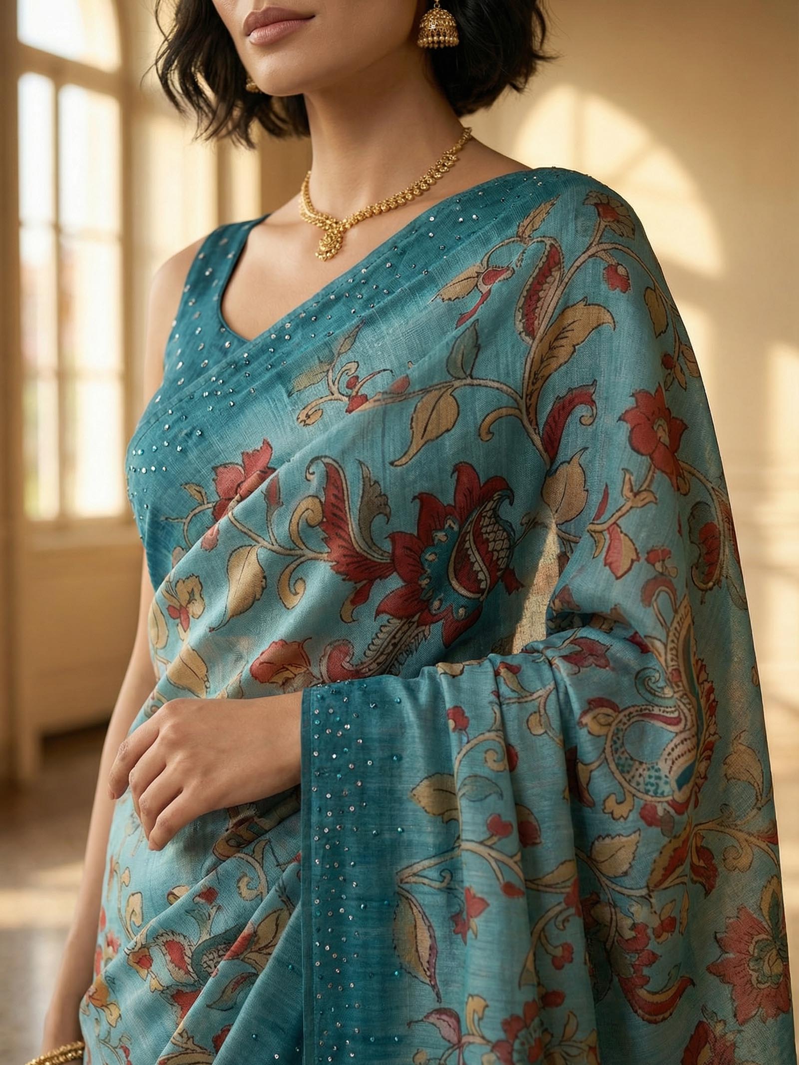 Blue Peacock Saree