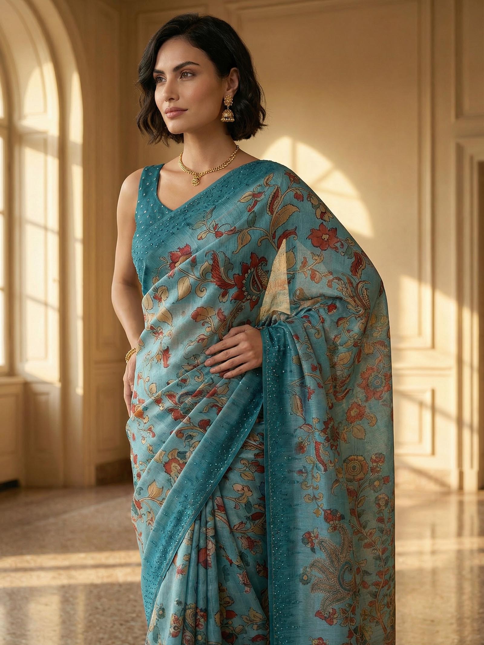 Blue Peacock Saree