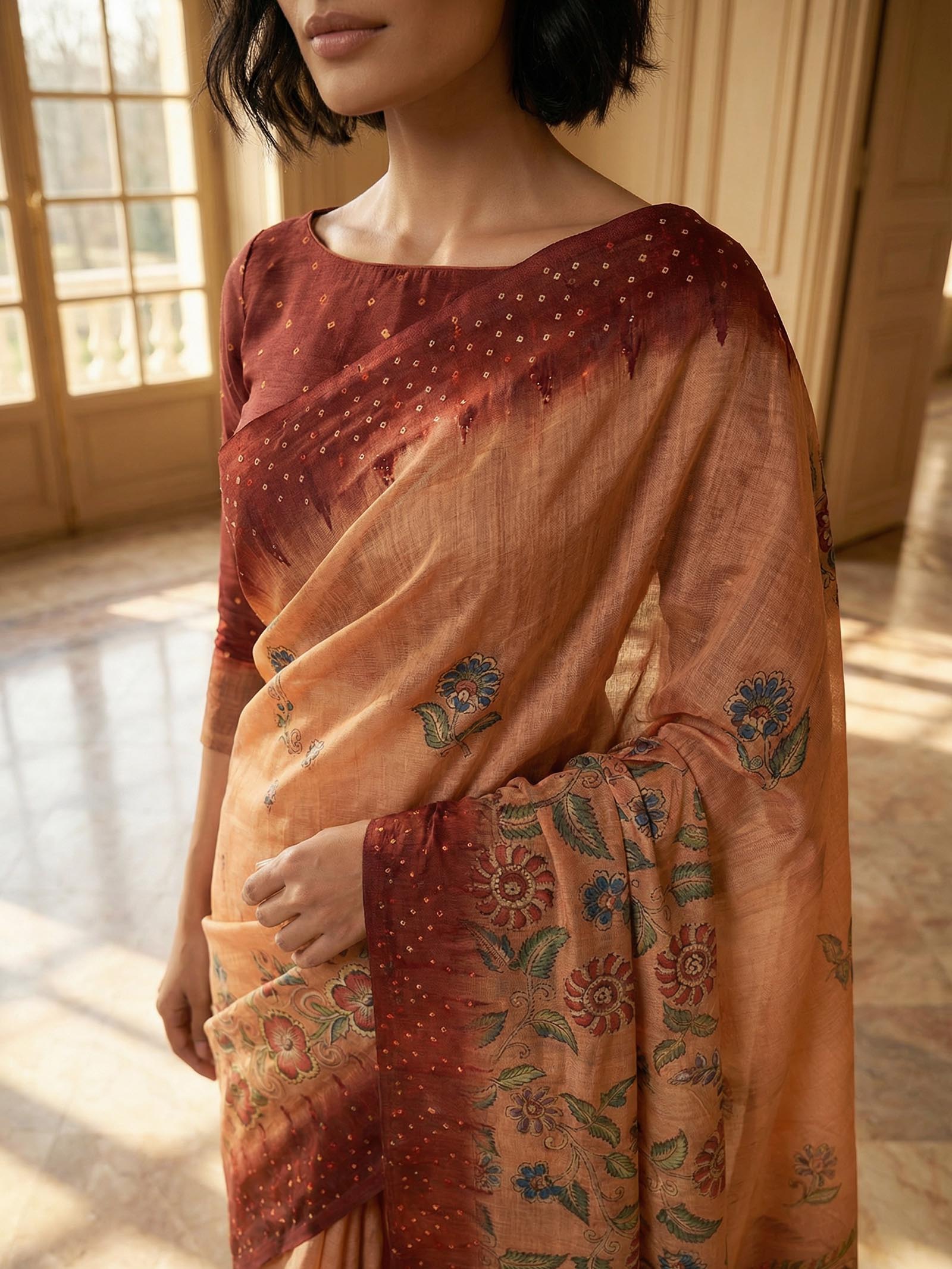 Peacock Maroon Saree