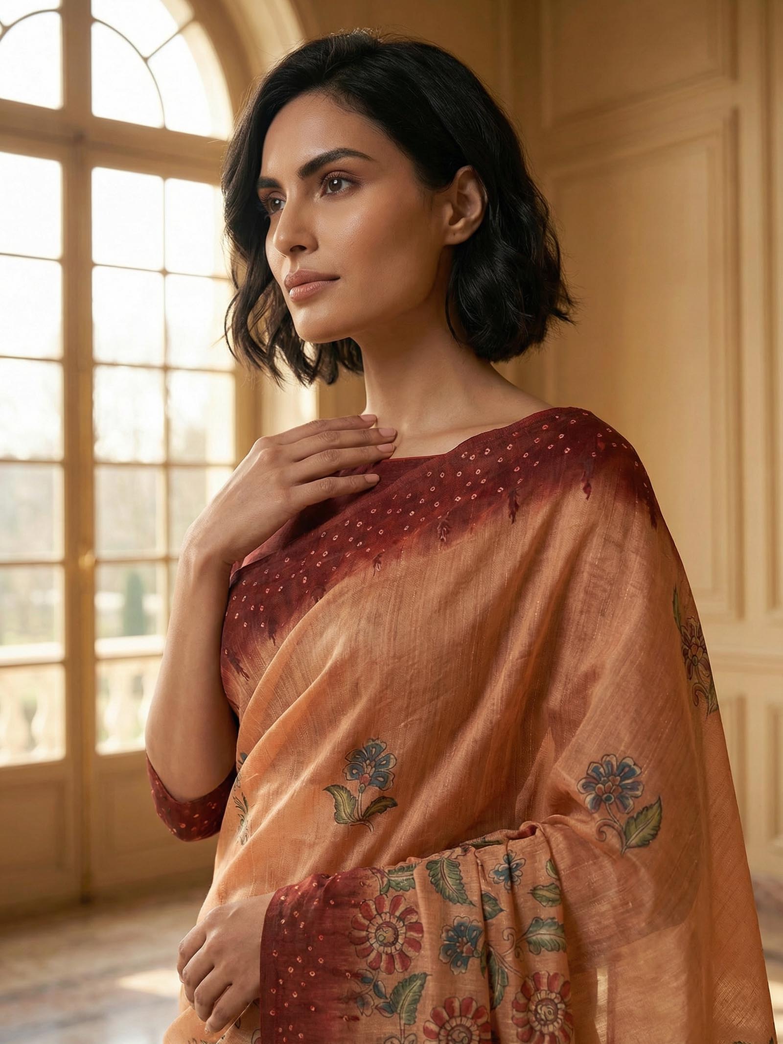Peacock Maroon Saree
