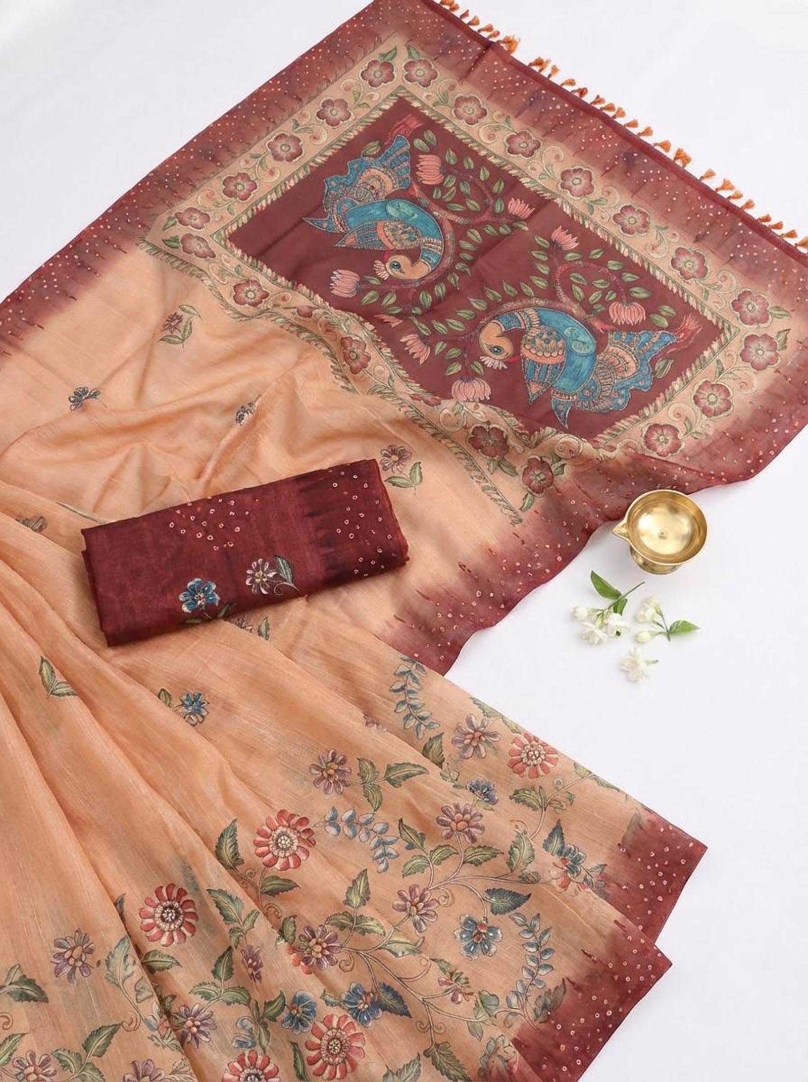 Peacock Maroon Saree