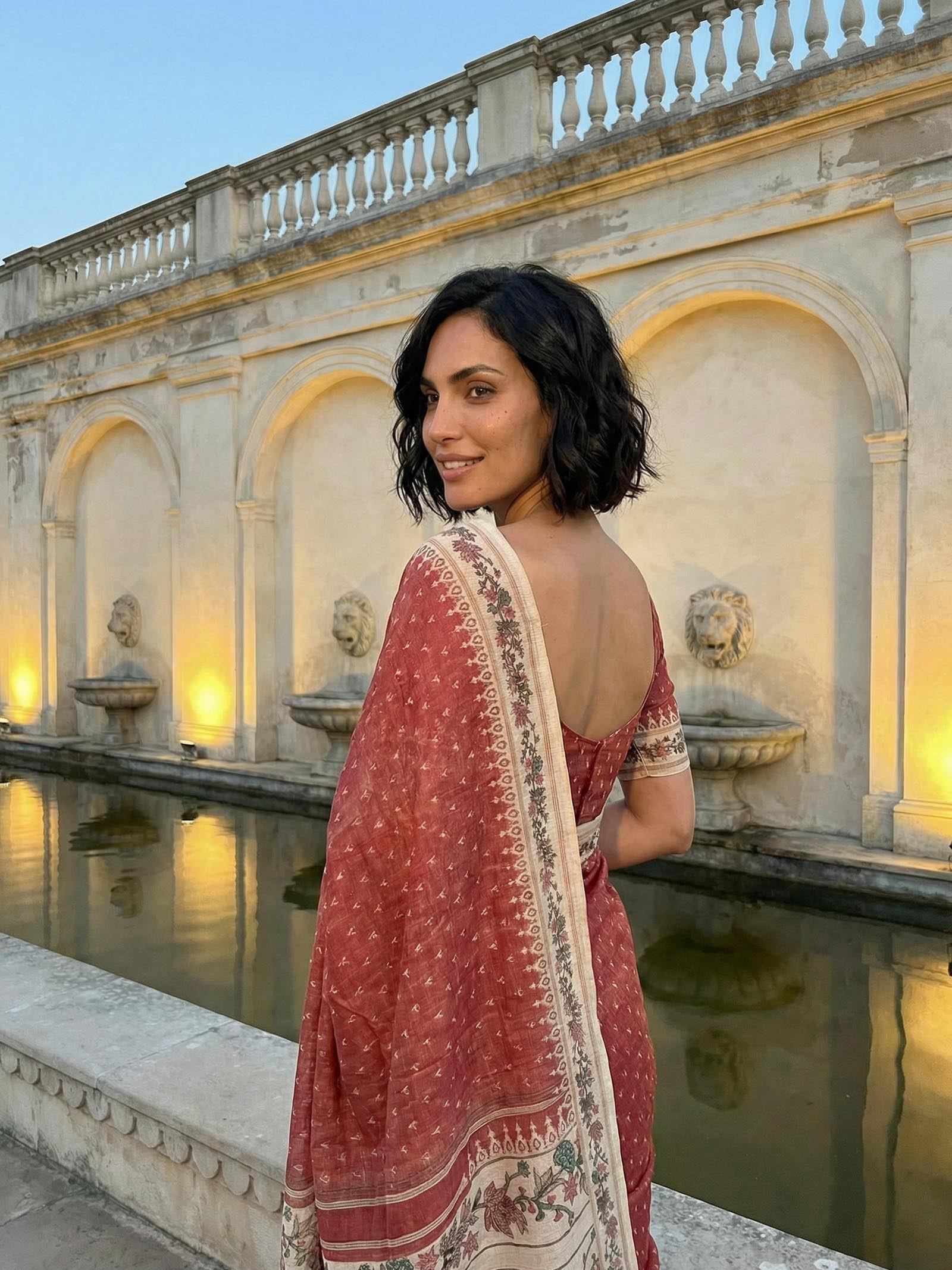 Rust Floral Saree