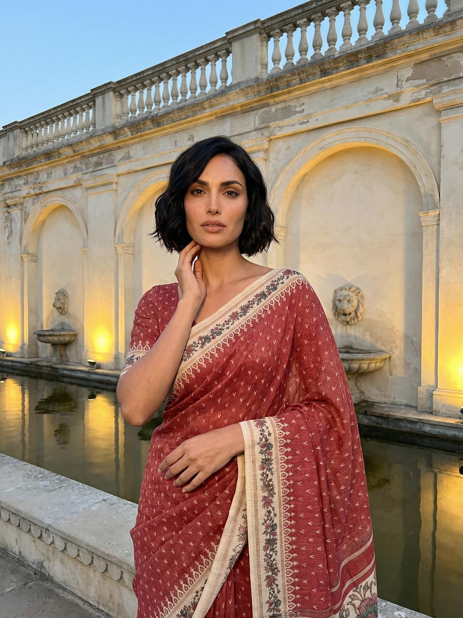 Rust Floral Saree