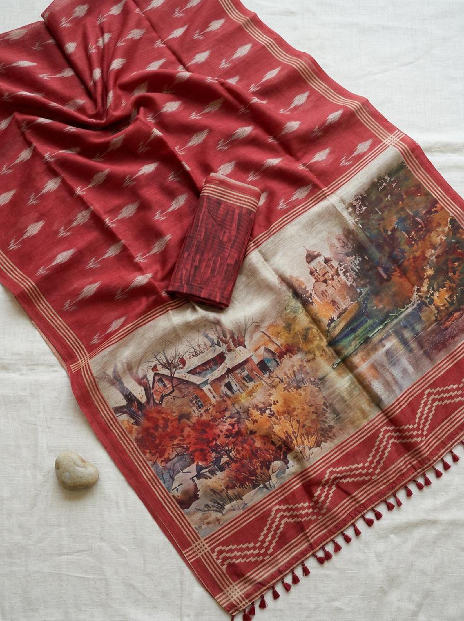 Red Ikkat Saree