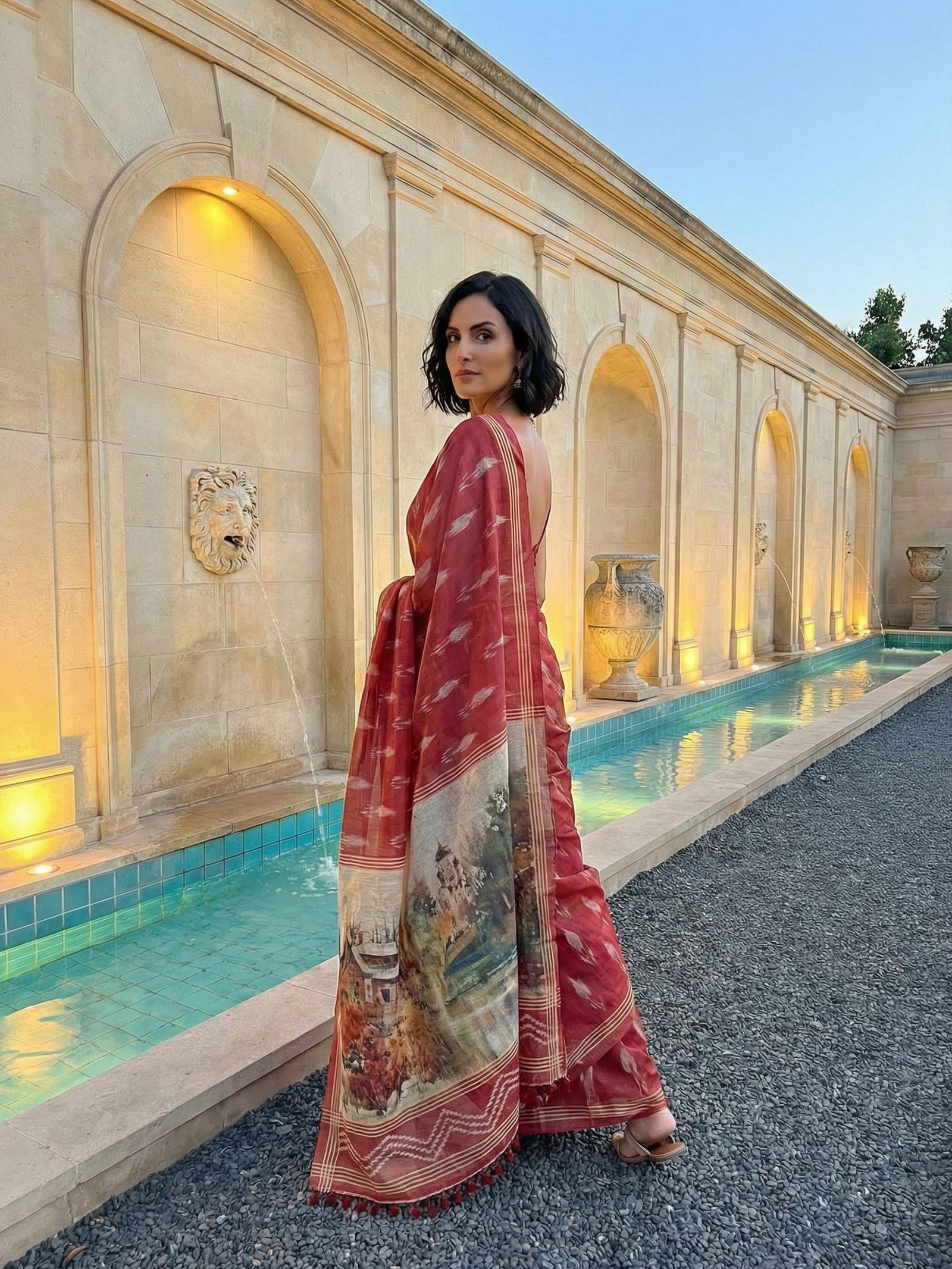 Red Ikkat Saree