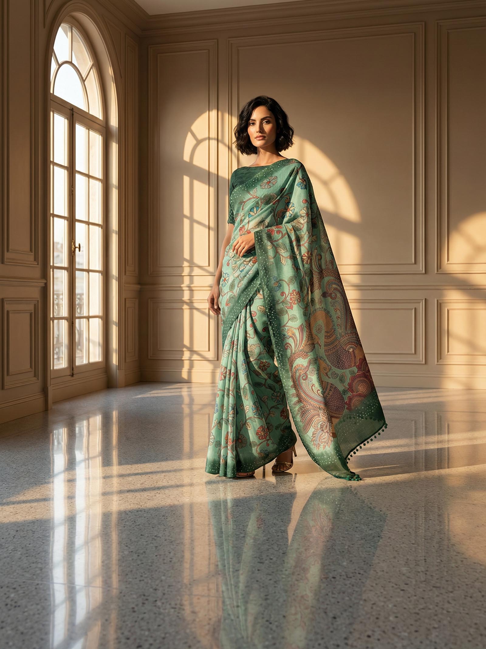 Peacock Greeny Saree