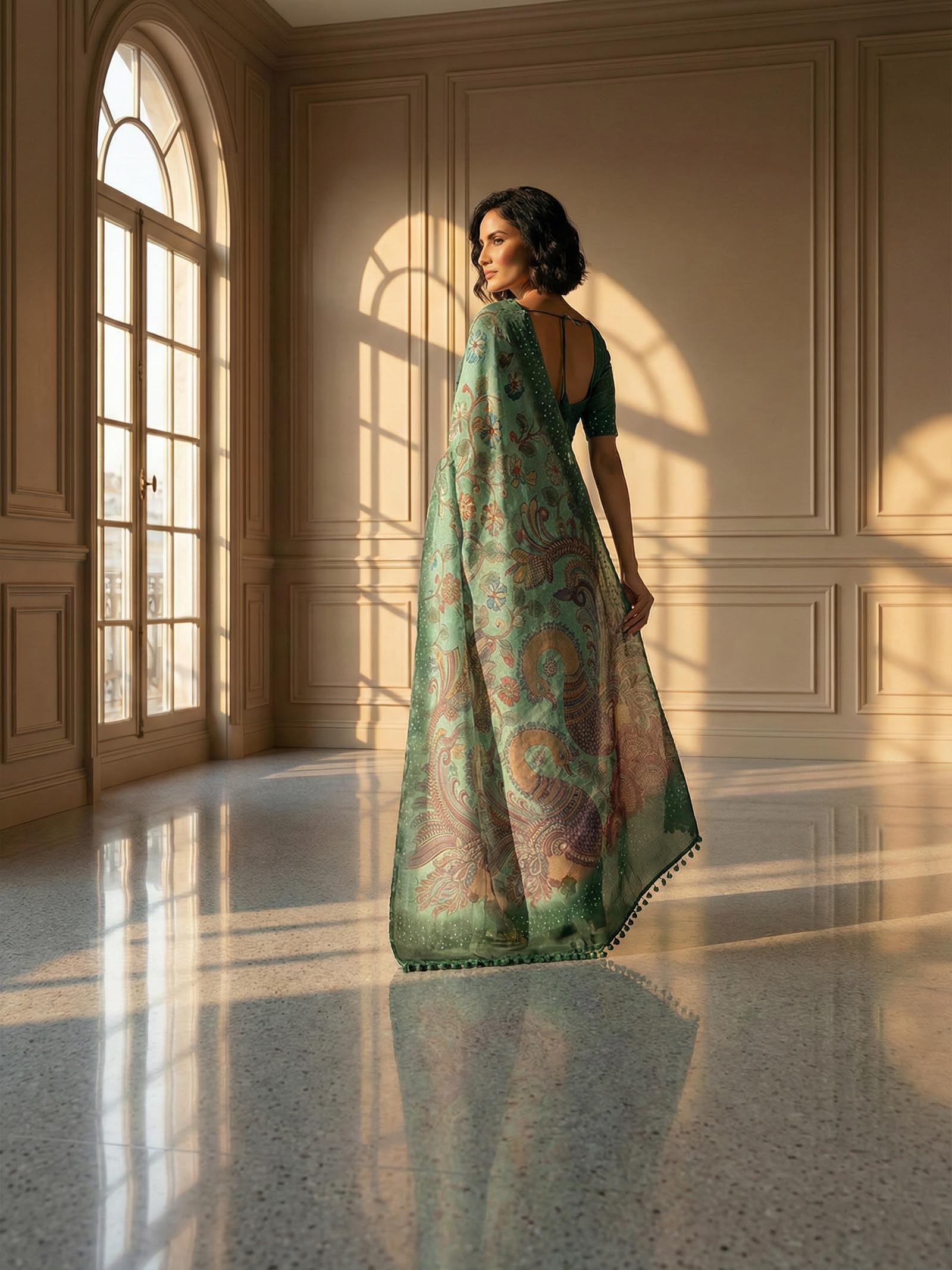 Peacock Greeny Saree