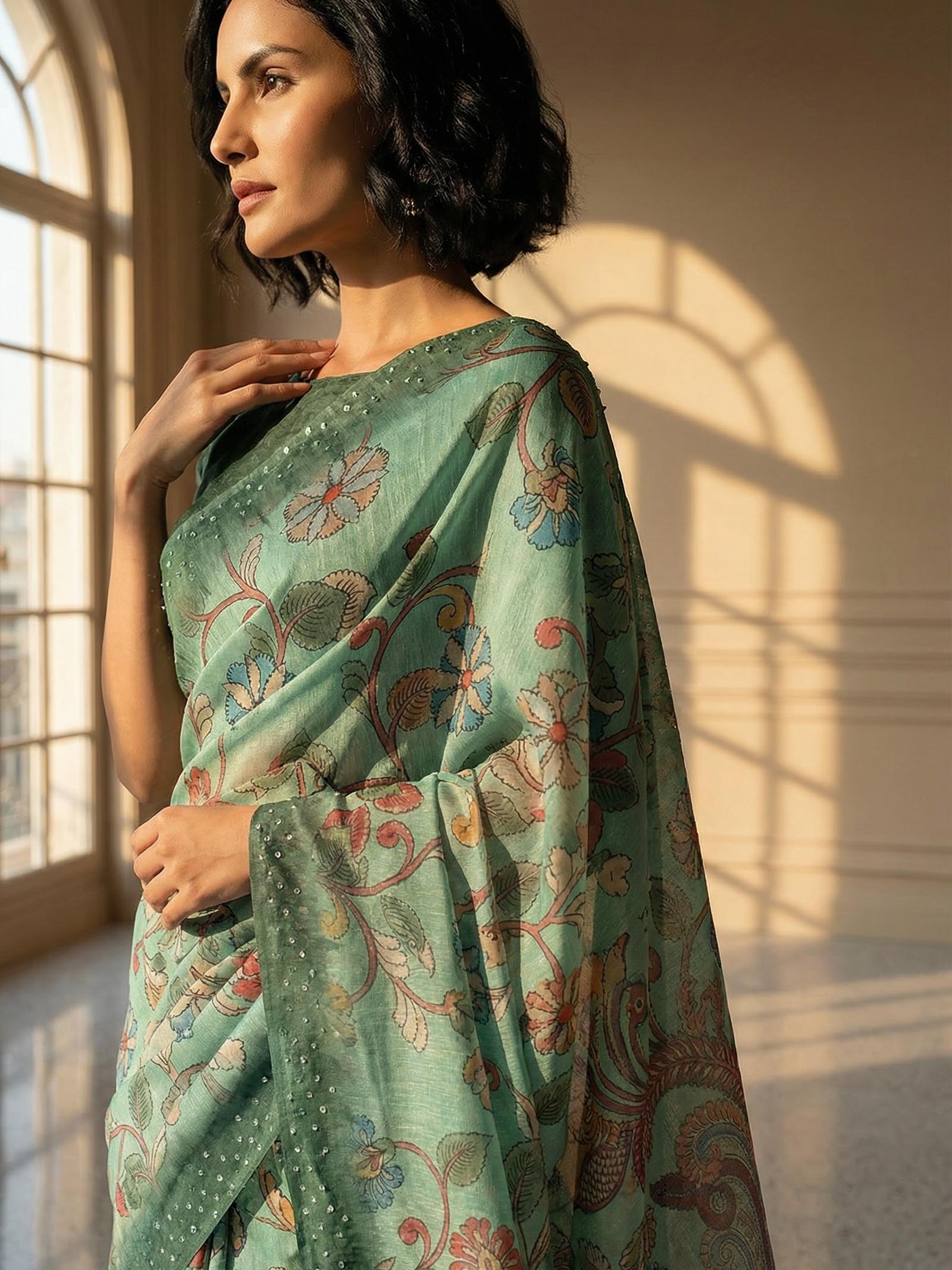 Peacock Greeny Saree