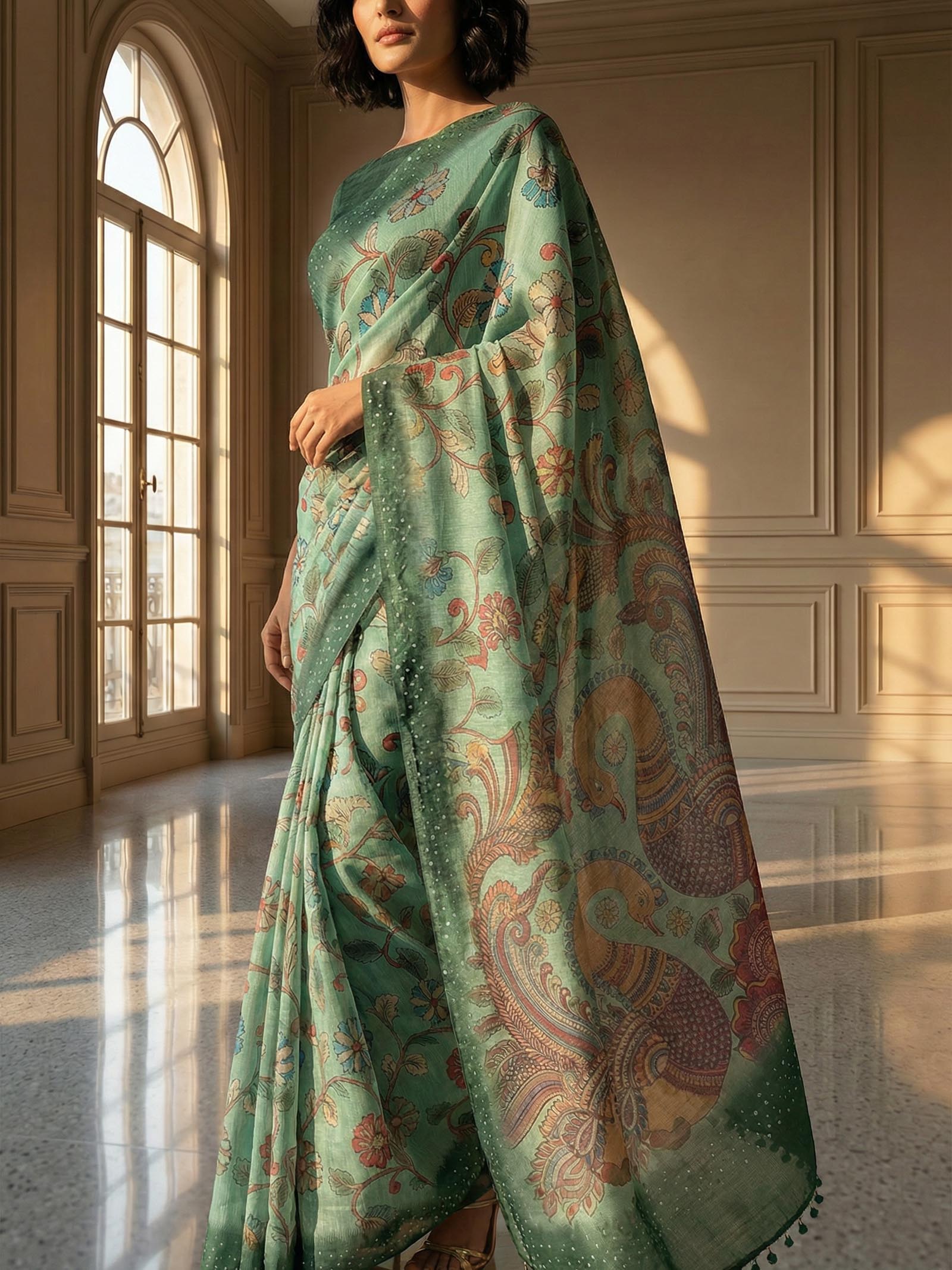 Peacock Greeny Saree
