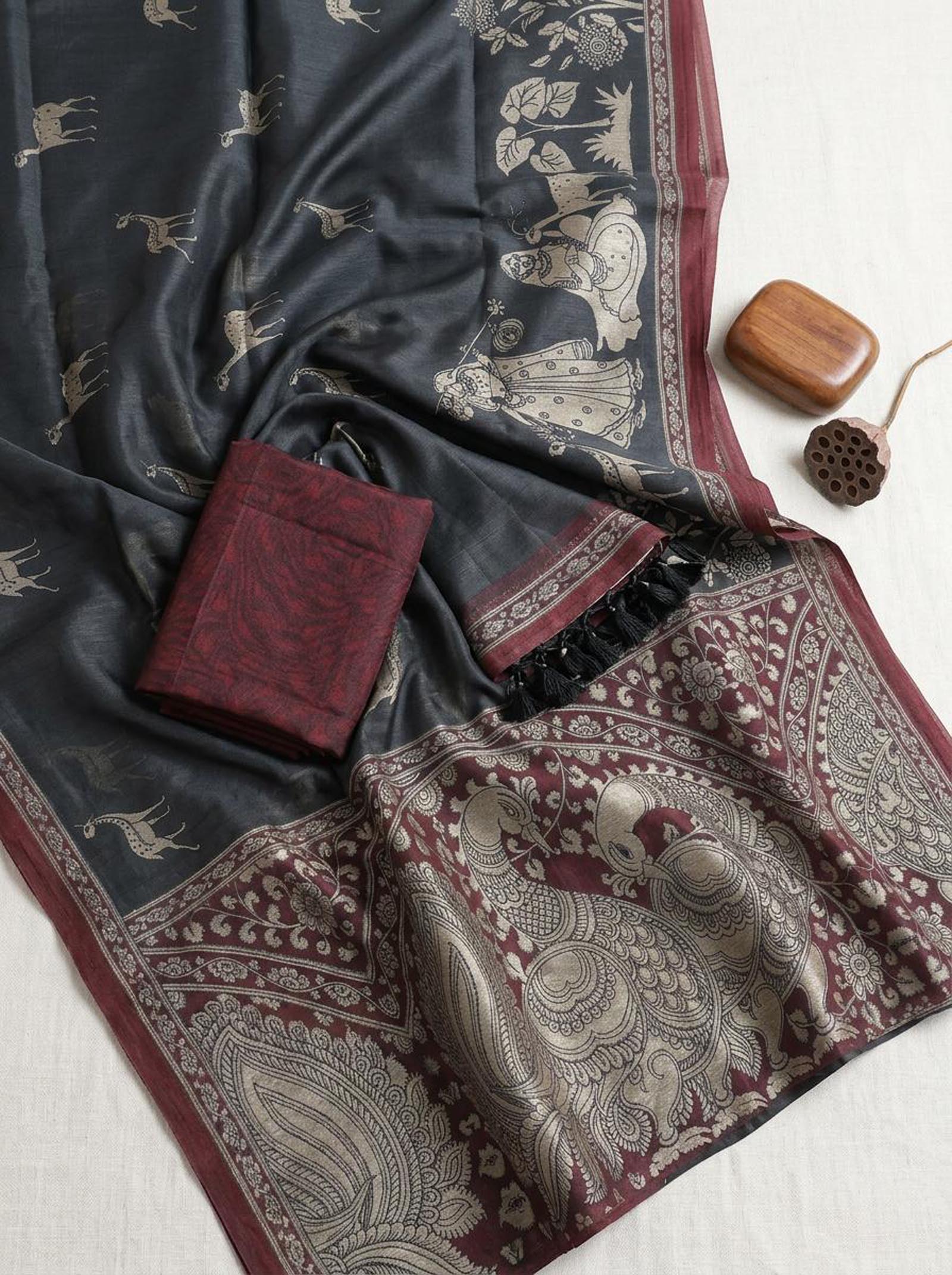 Grey with Deer Saree