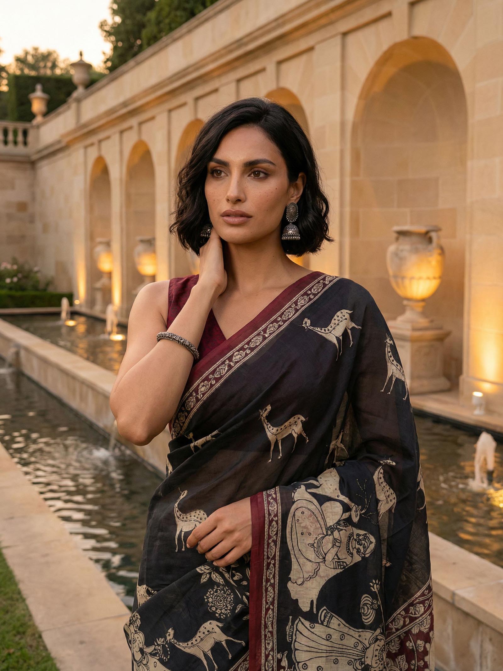 Grey with Deer Saree