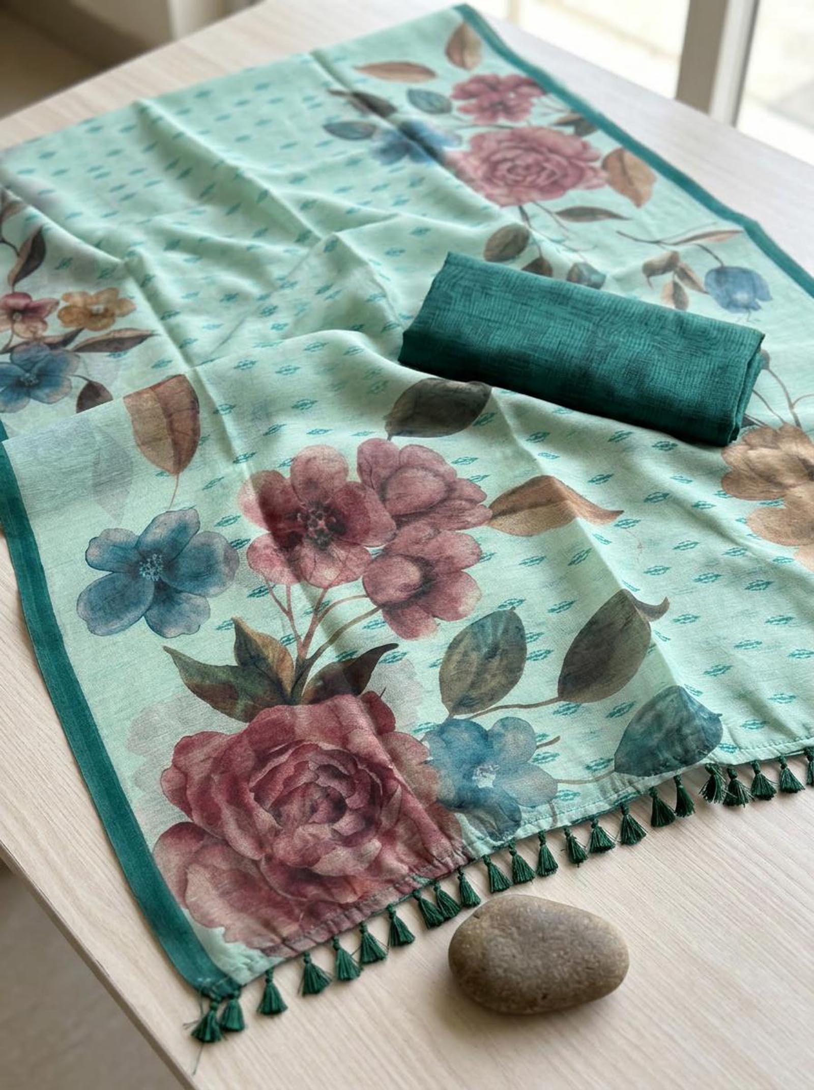 Green Floral Saree