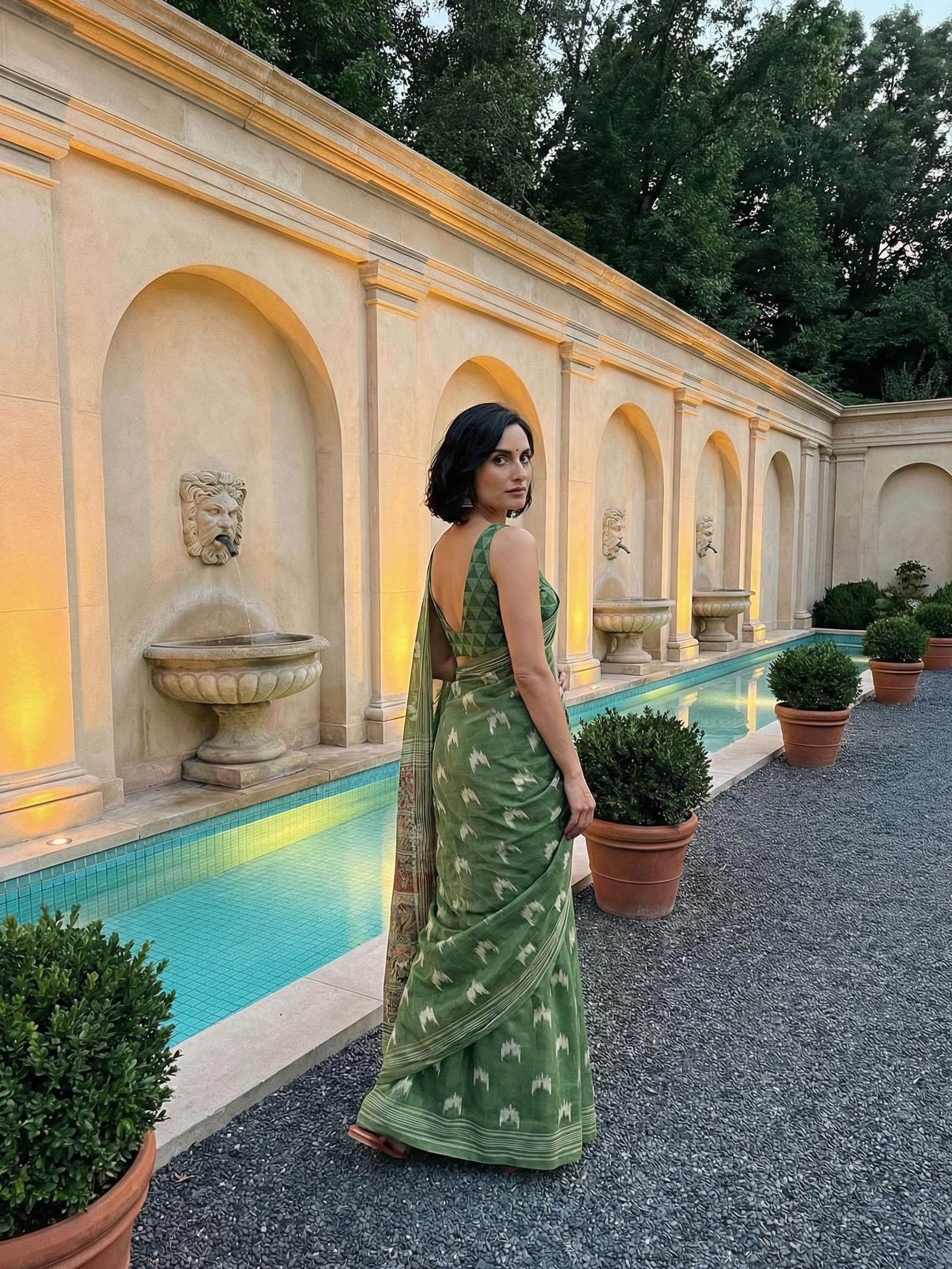 Green Ikkat Saree