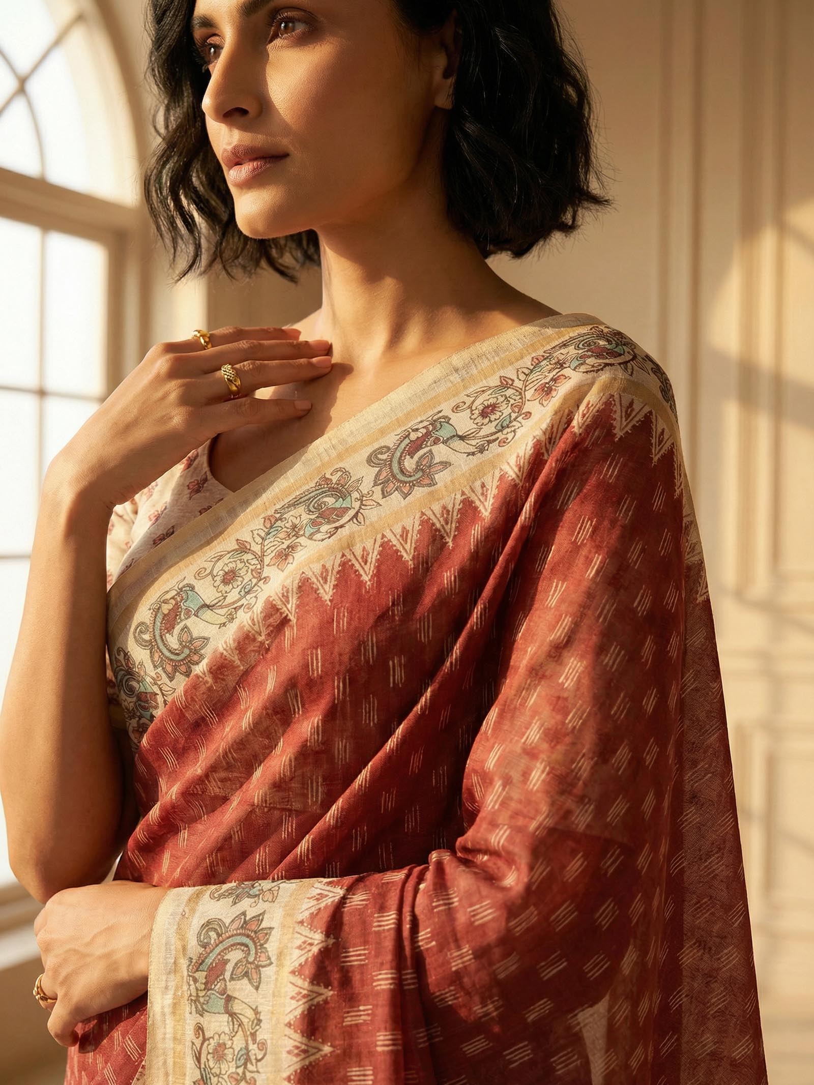 Deep Rust Saree