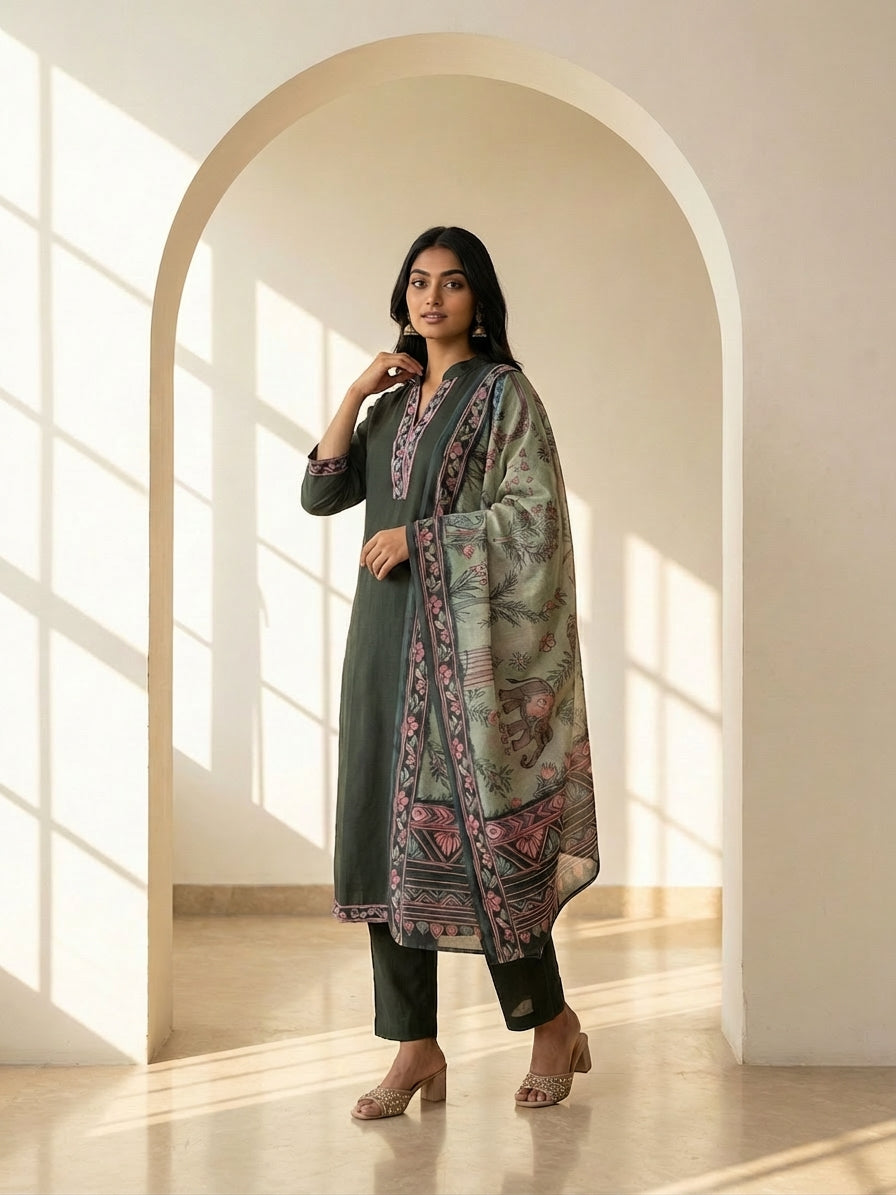 Daisy Charm Green Suit Set