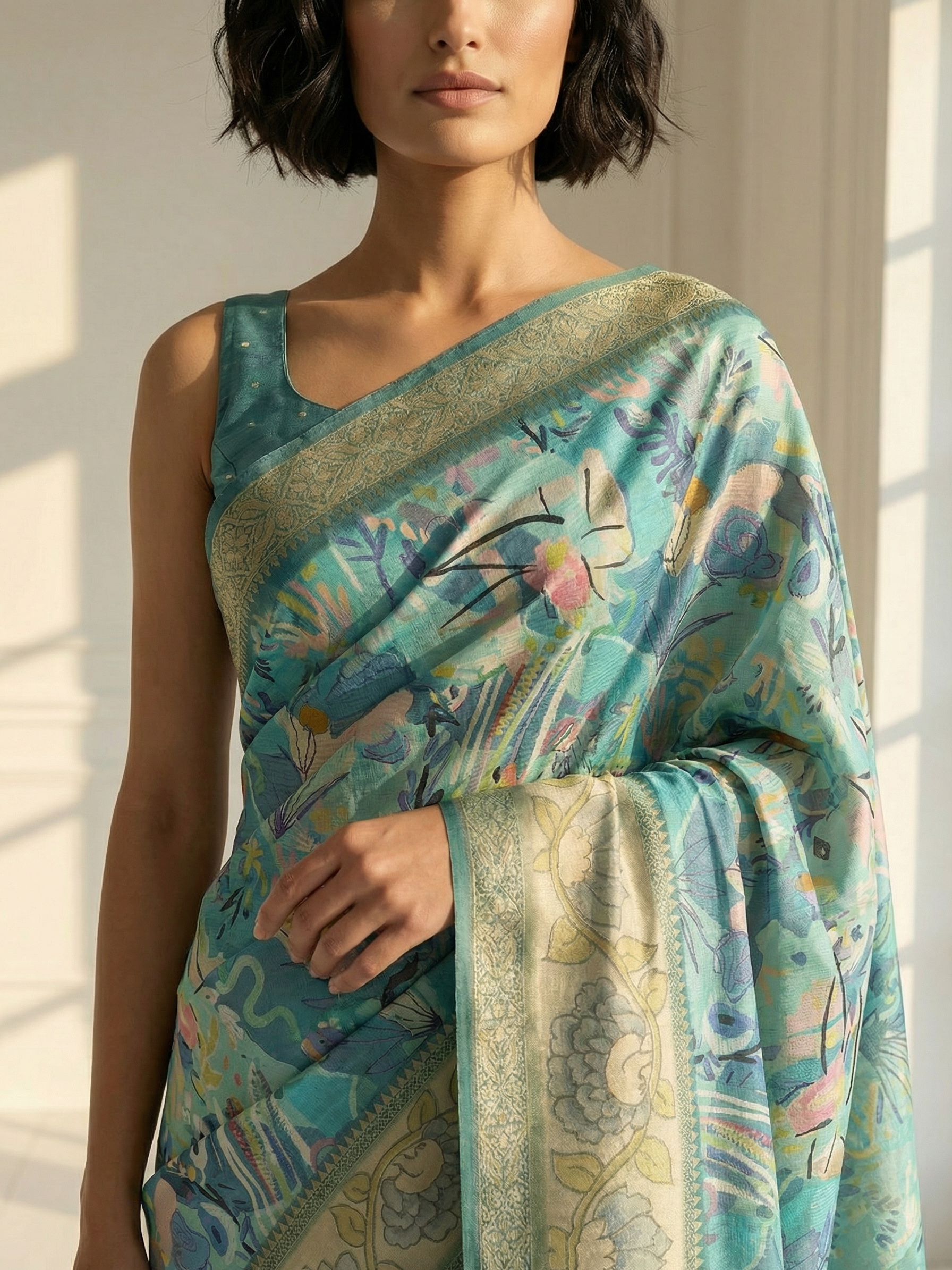 Komal Blue Saree