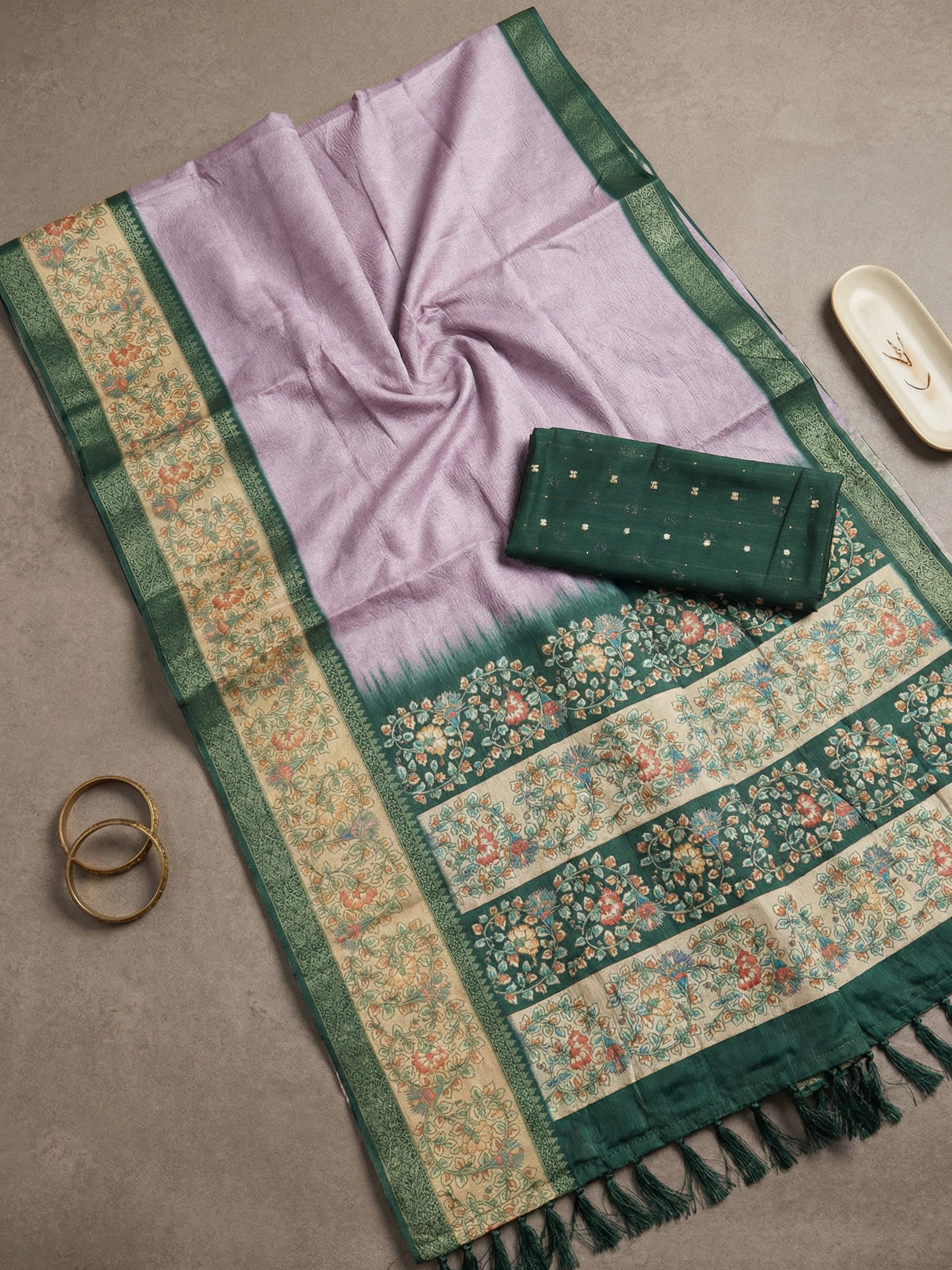 Steffi Green Floral Saree