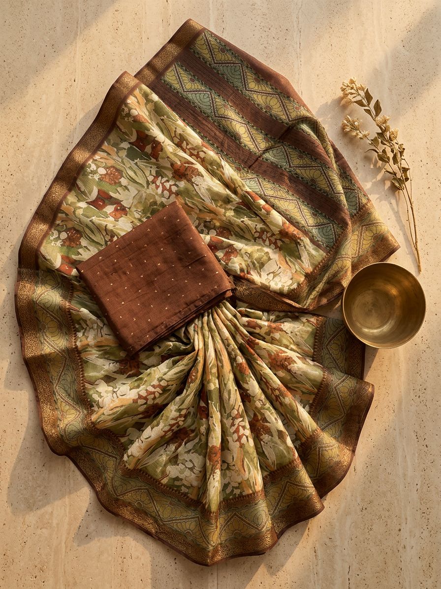 Earth Leaf saree