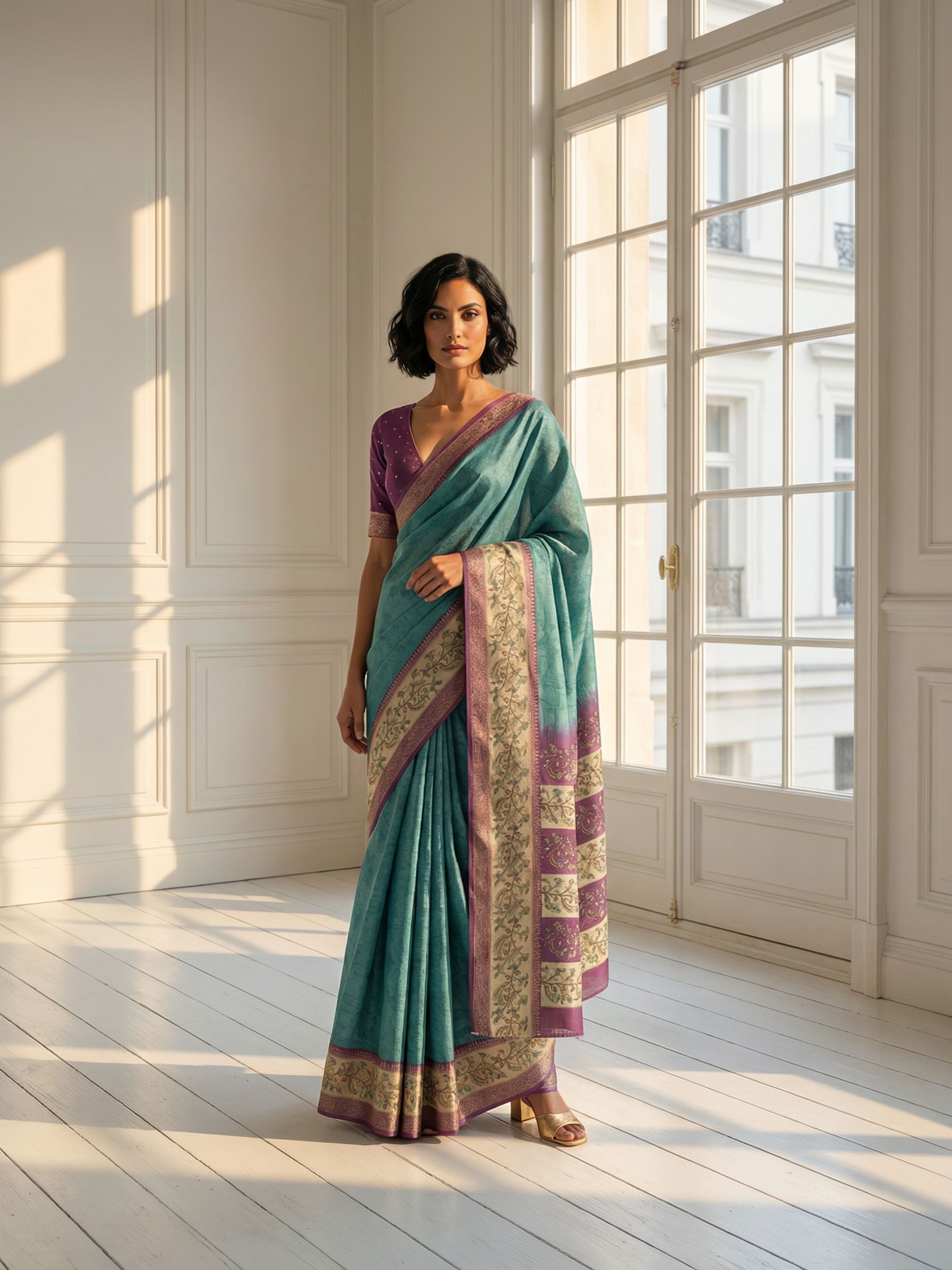 Teal Treasure saree