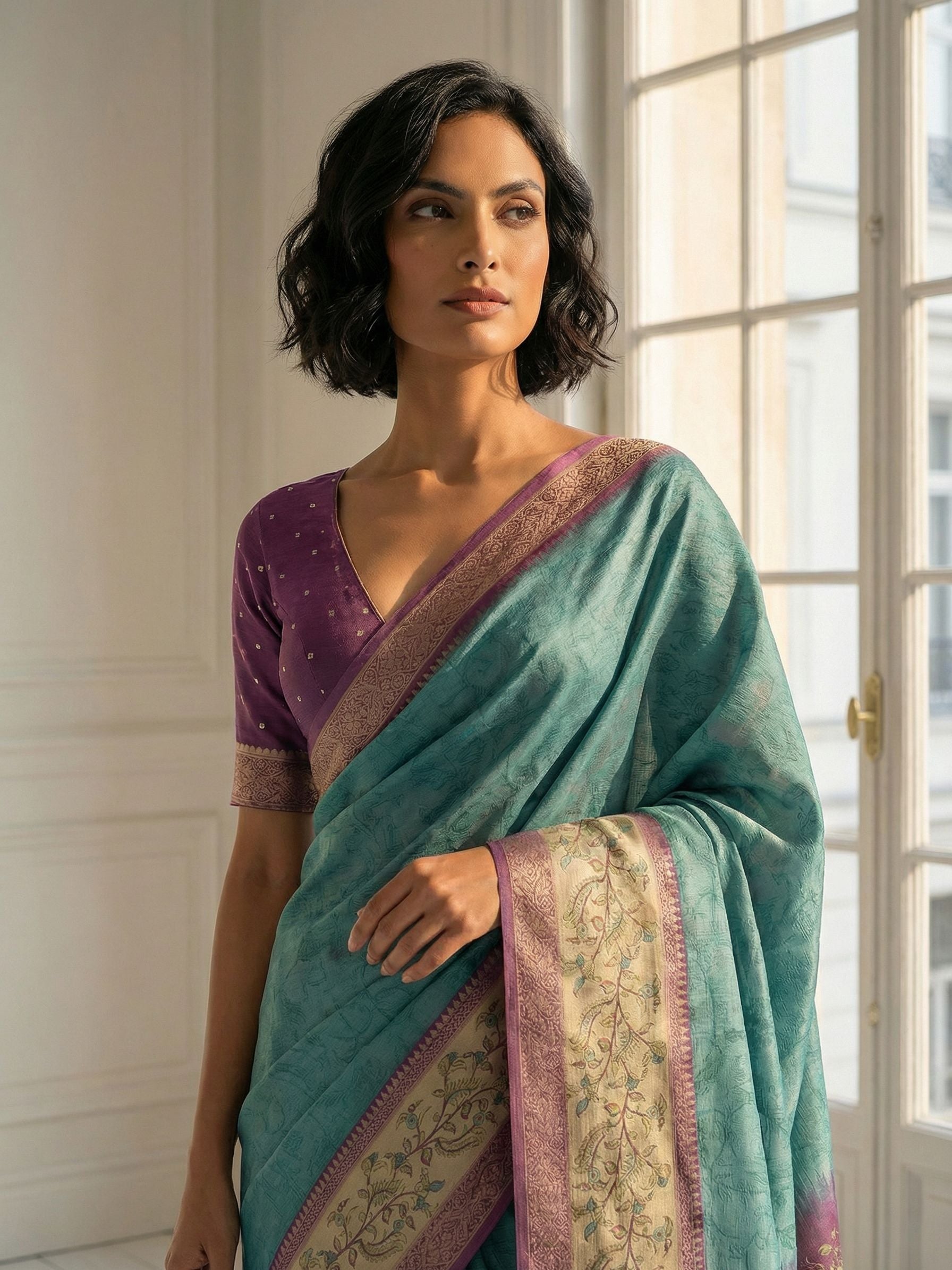 Teal Treasure saree