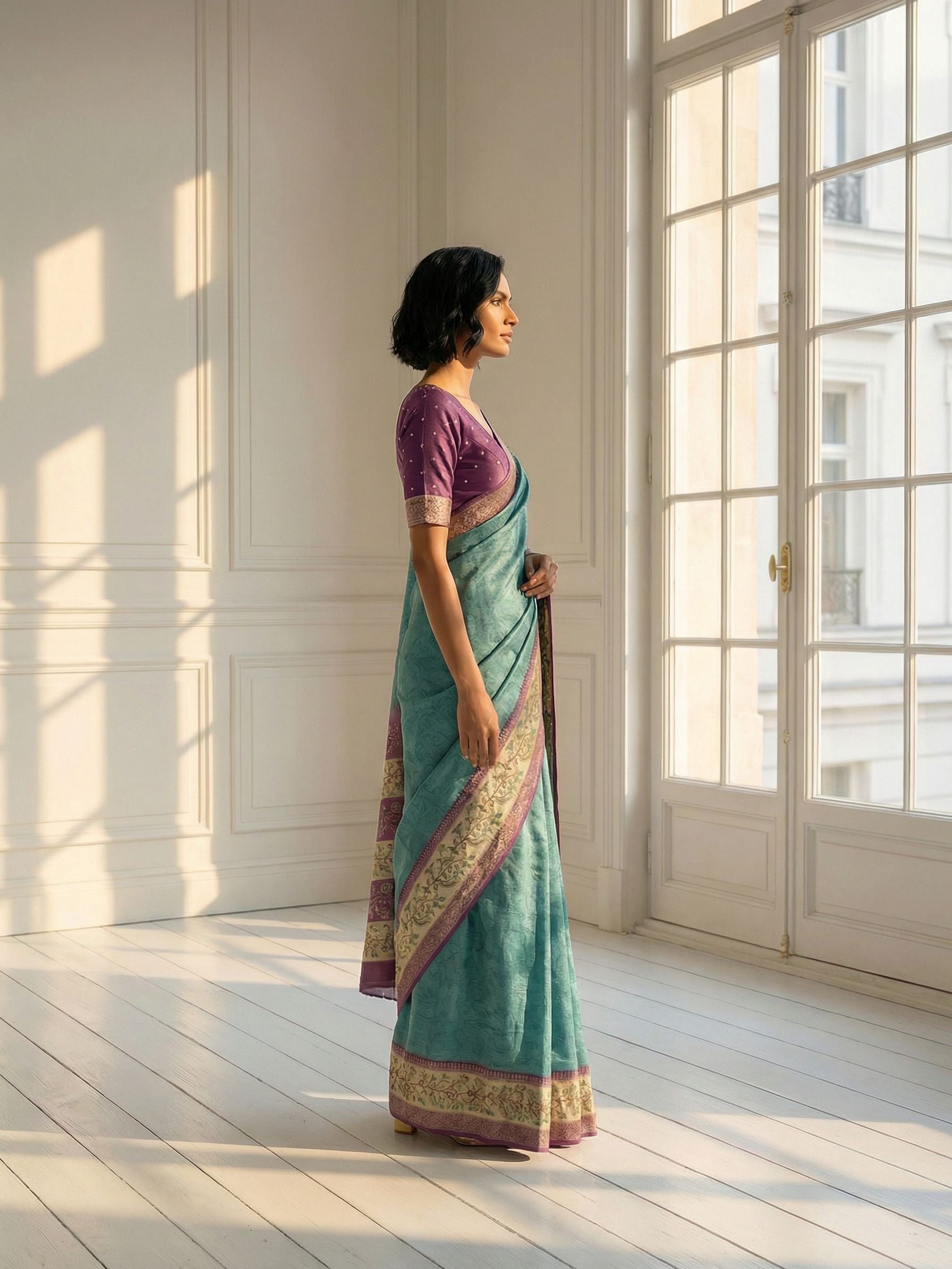 Teal Treasure saree