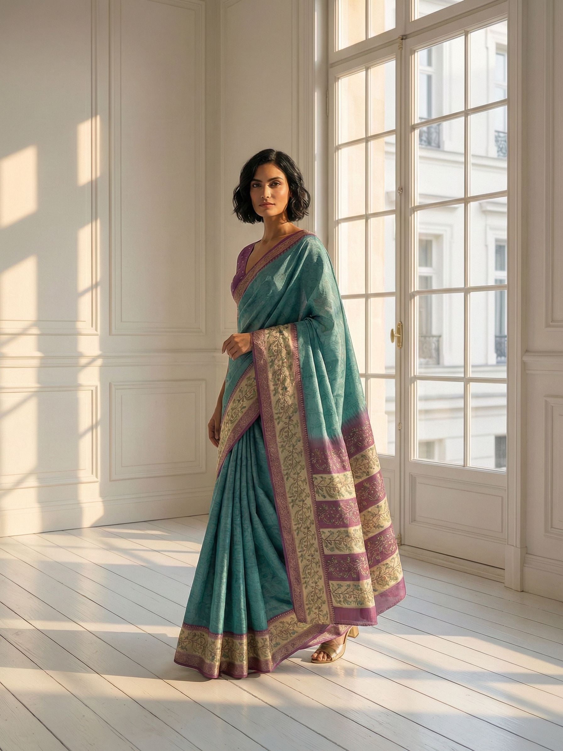 Teal Treasure saree