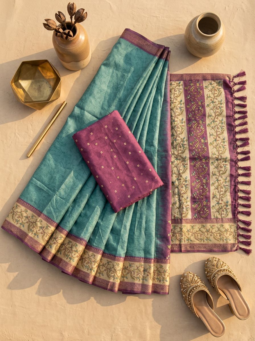 Teal Treasure saree