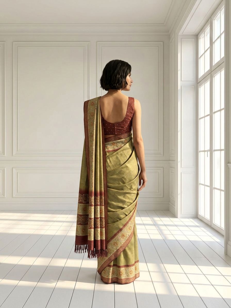 Golden Olive Saree