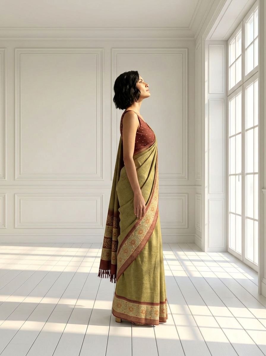Golden Olive Saree