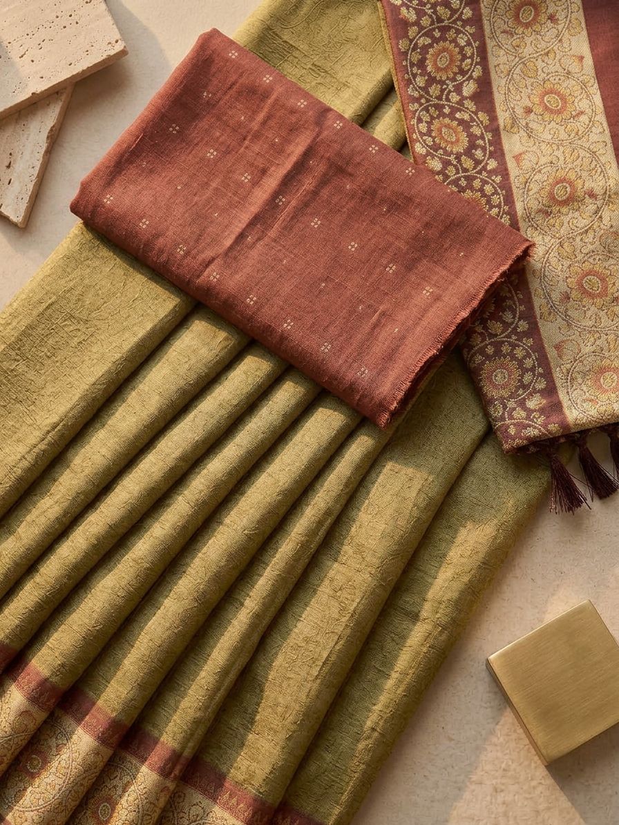 Golden Olive Saree