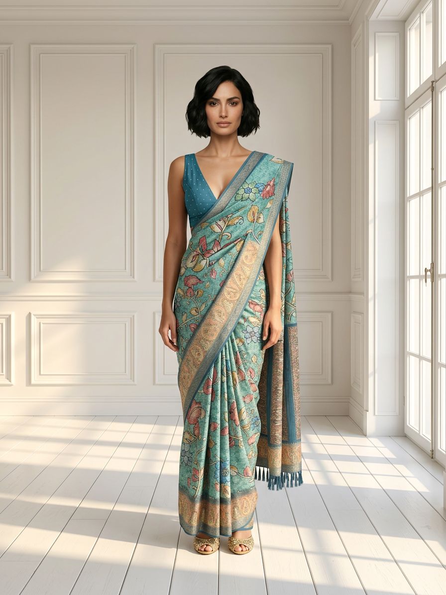Blue Meadow Saree