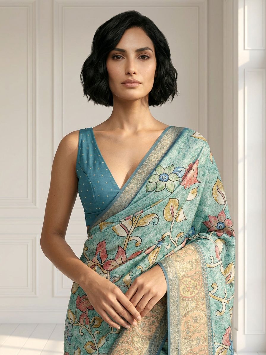 Blue Meadow Saree